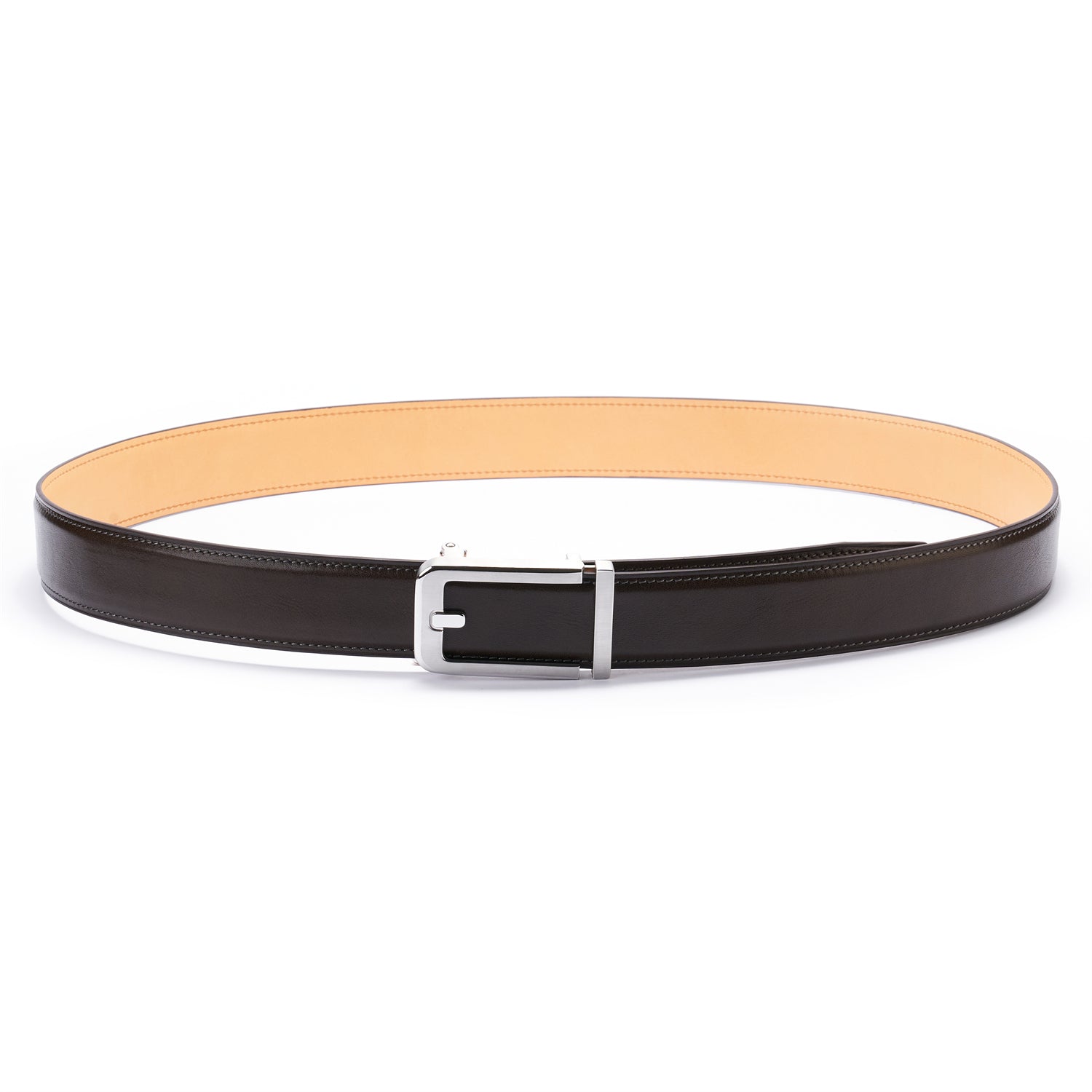 BELTLEY Espresso Italian Full-Grain Leather Belt with Japanese Oak Lea