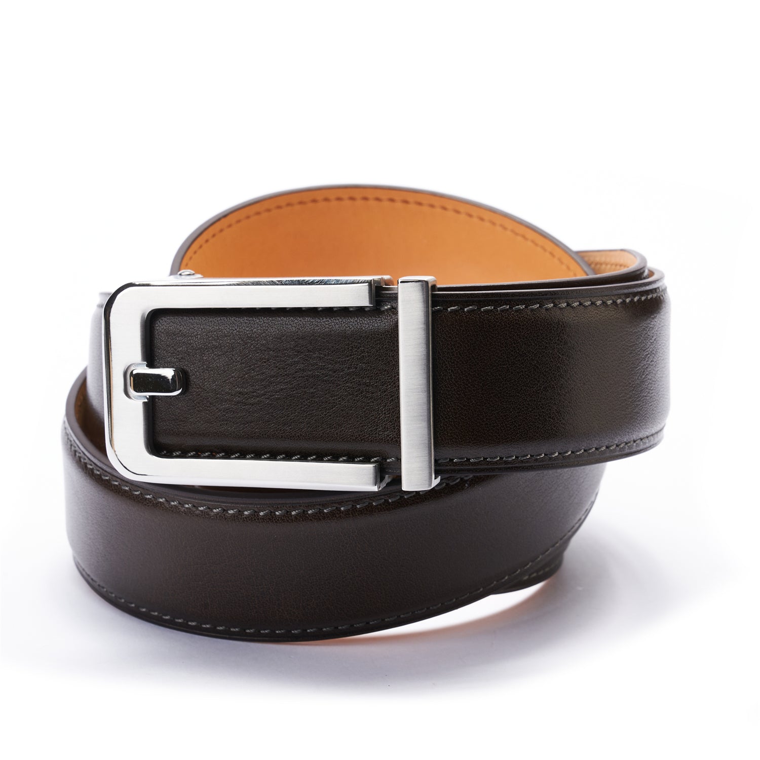 BELTLEY Espresso Italian Full-Grain Leather Belt with Japanese Oak Leather Base Layer