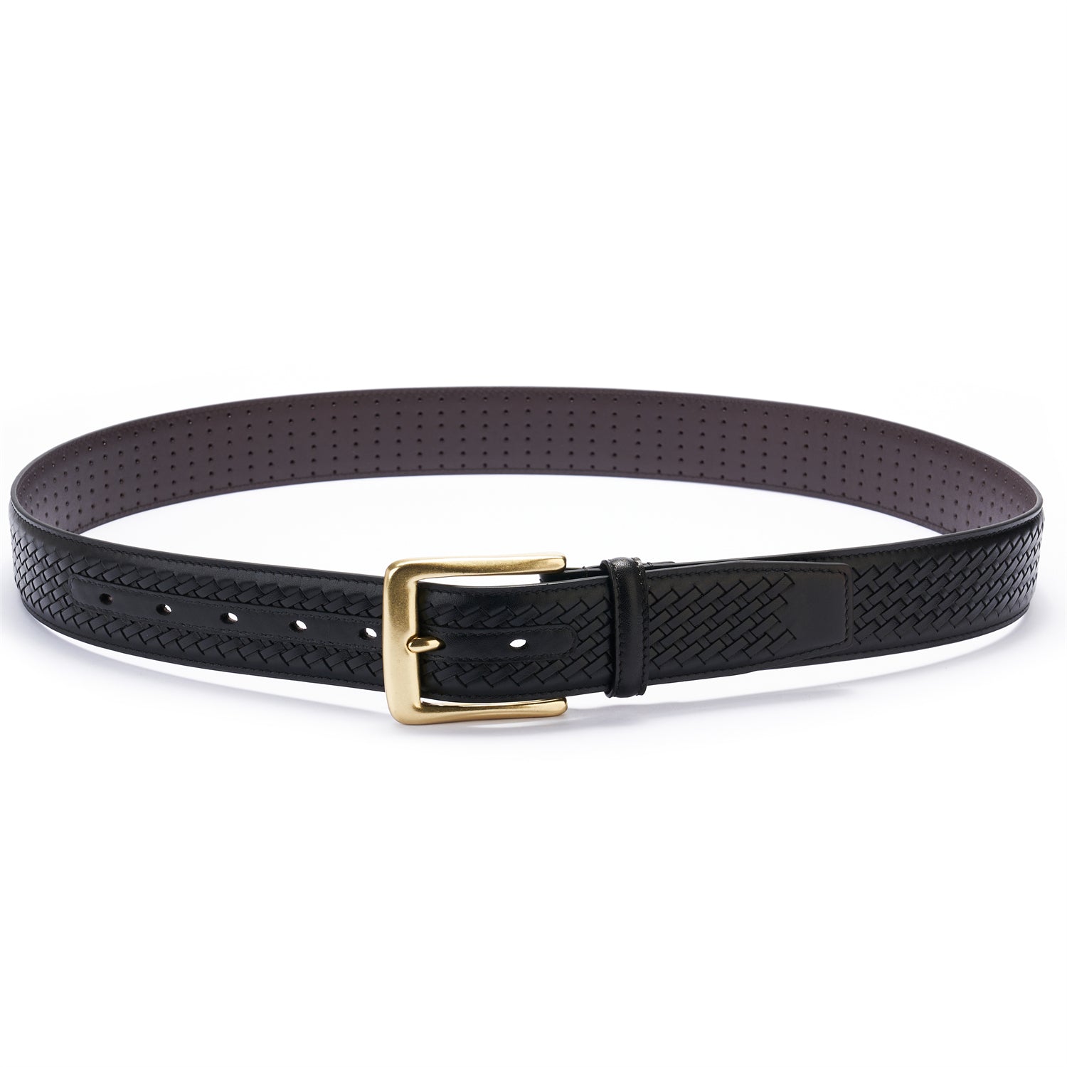 BELTLEY Exquisite Black Italian Leather Braided Belt - 1.5 Handcrafted Luxury