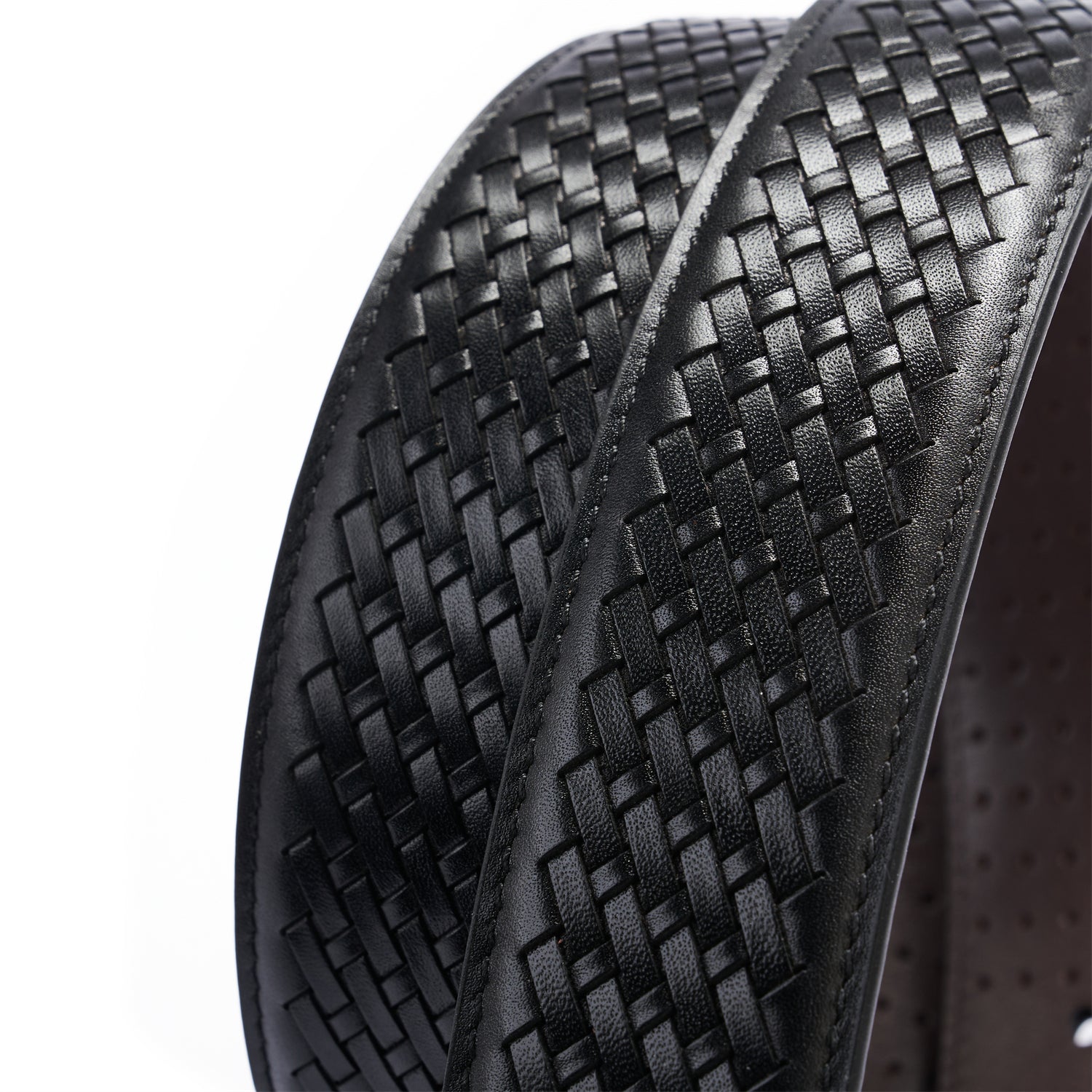 BELTLEY Exquisite Black Italian Leather Braided Belt - 1.5 Handcrafted Luxury