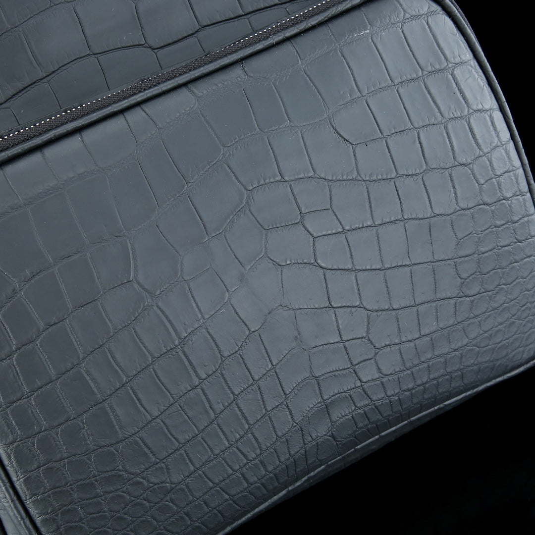 BELTLEY Exquisite Matte Black Nile Crocodile Backpack