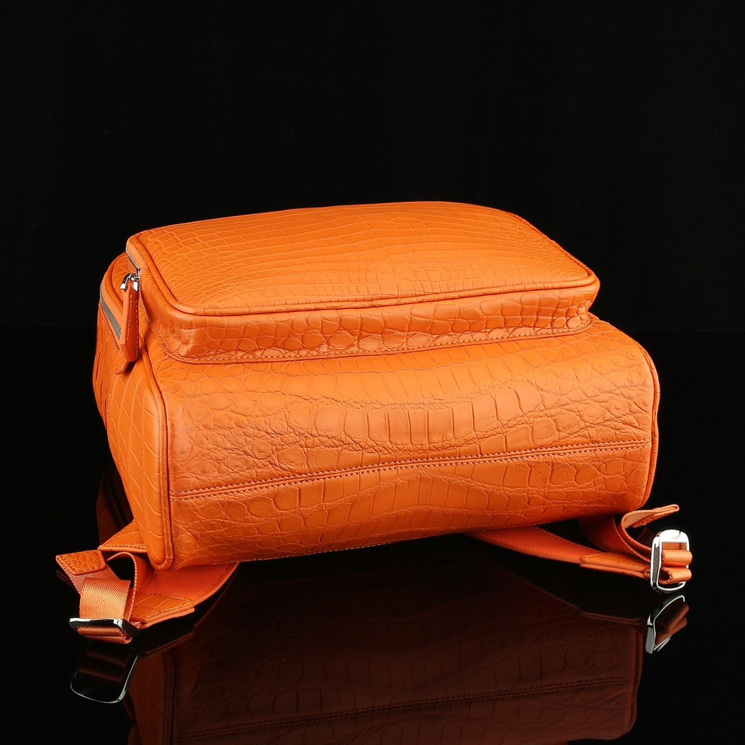 BELTLEY Exquisite Matte Hermès Orange Nile Crocodile Backpack