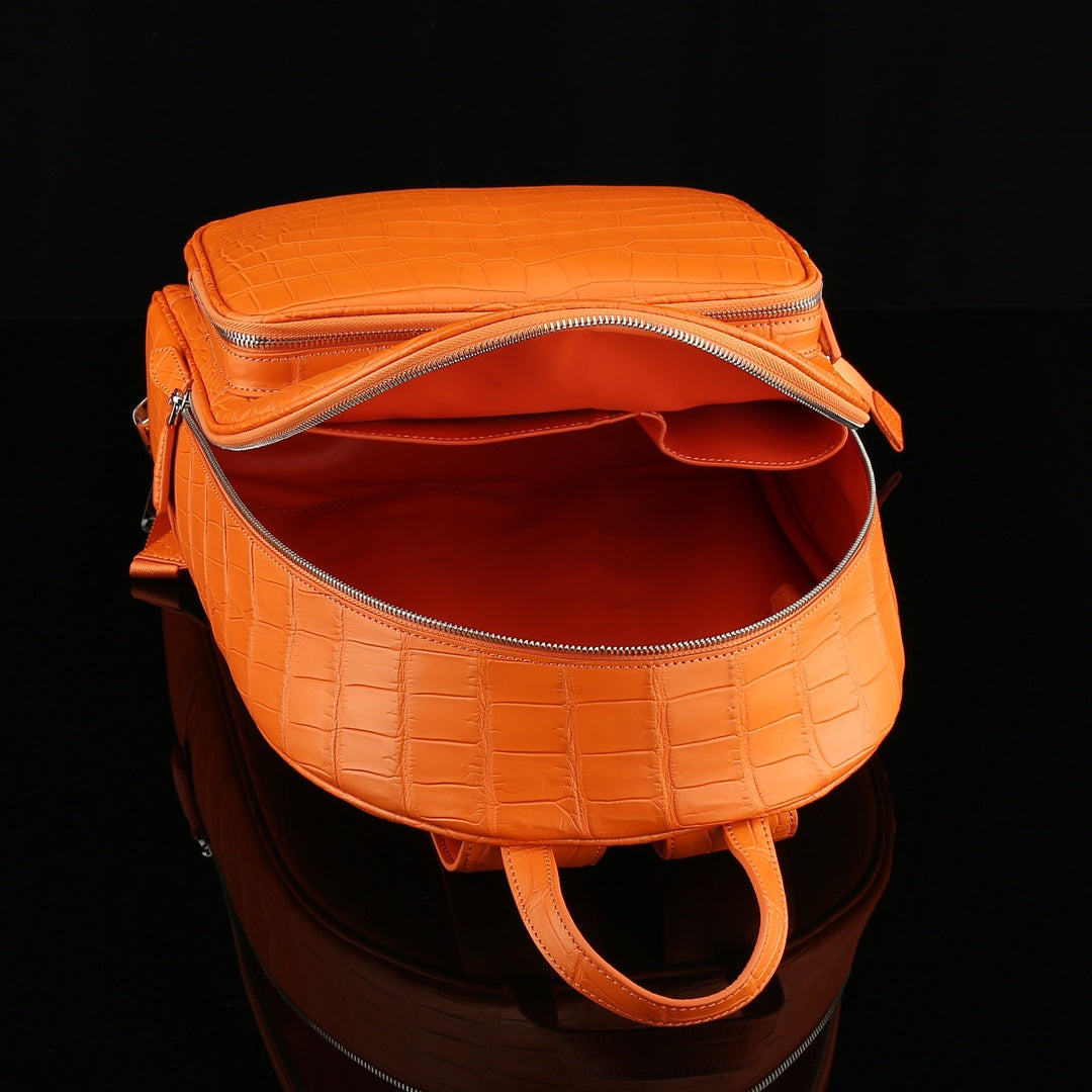 BELTLEY Exquisite Matte Hermès Orange Nile Crocodile Backpack