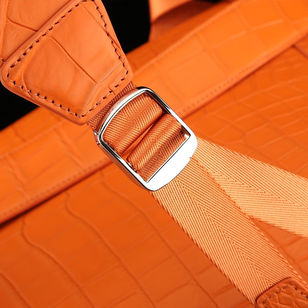 BELTLEY Exquisite Matte Hermès Orange Nile Crocodile Backpack