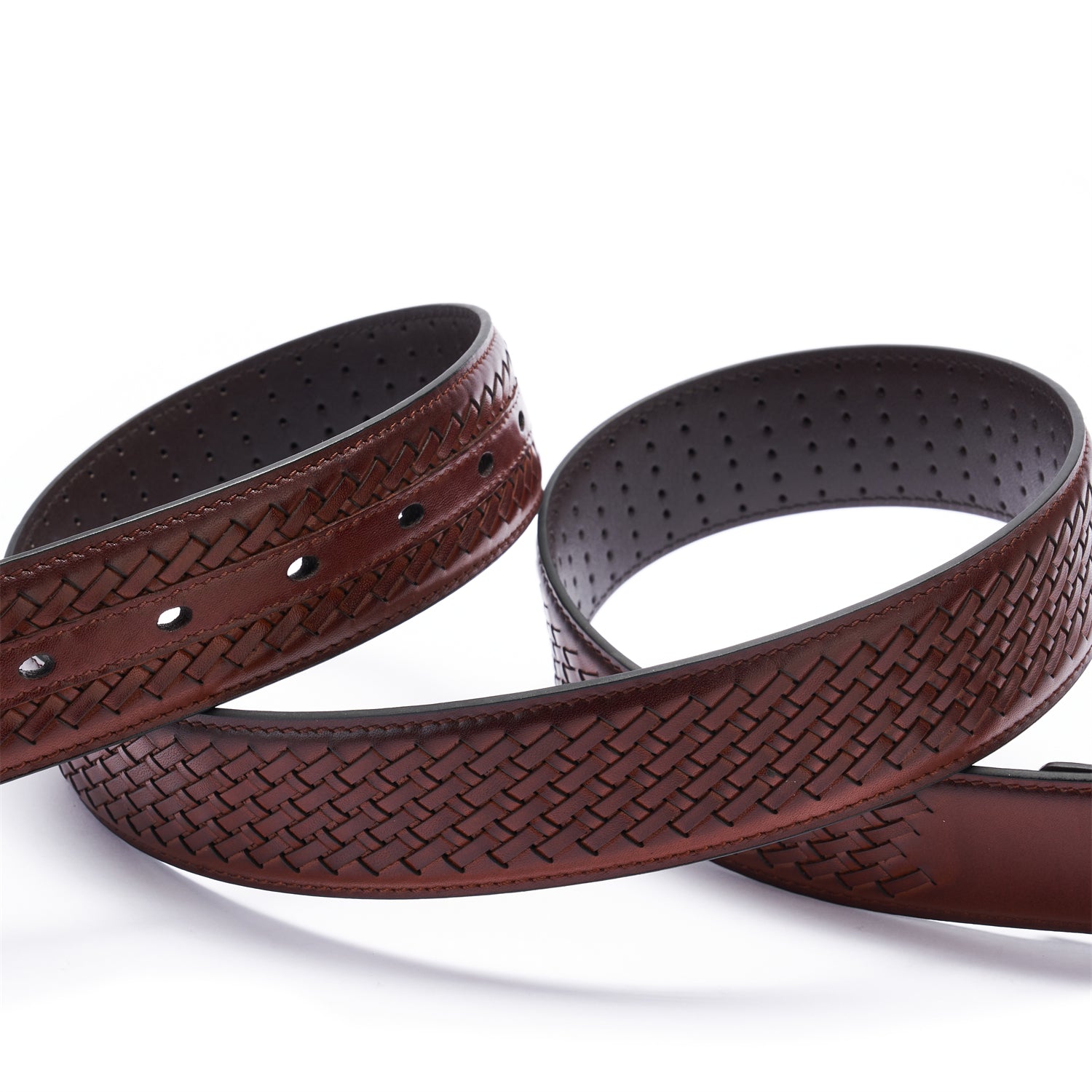 BELTLEY Finest Brown Italian Leather Belt – Handwoven Exclusivity, 1.5” Width