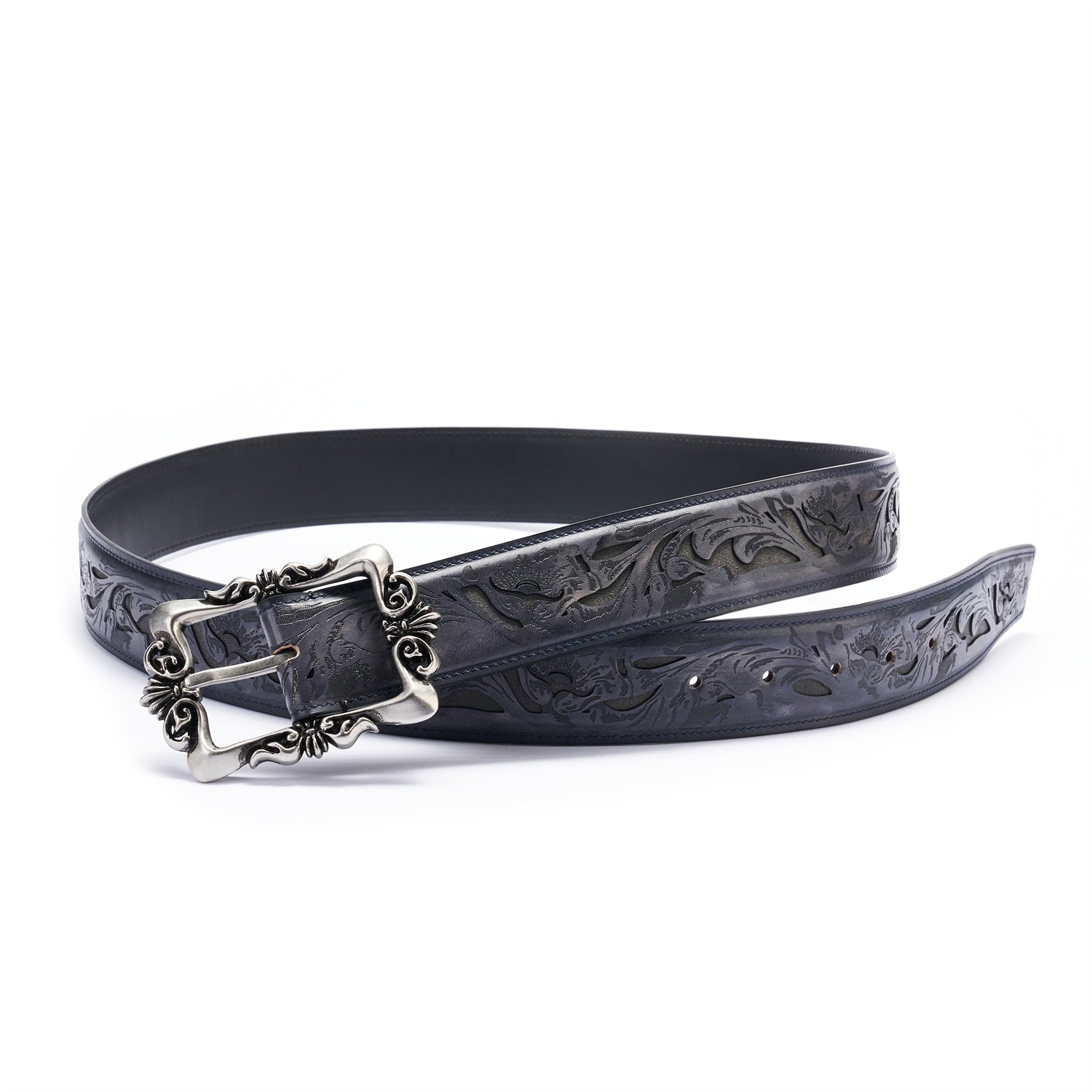BELTLEY First-Edition Karakusa Midnight Blue Belt -1.5"Artisan Statement