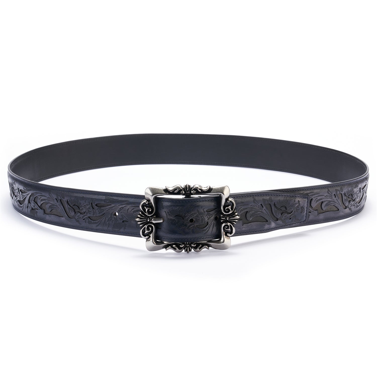 BELTLEY First-Edition Karakusa Midnight Blue Belt -1.5"Artisan Statement