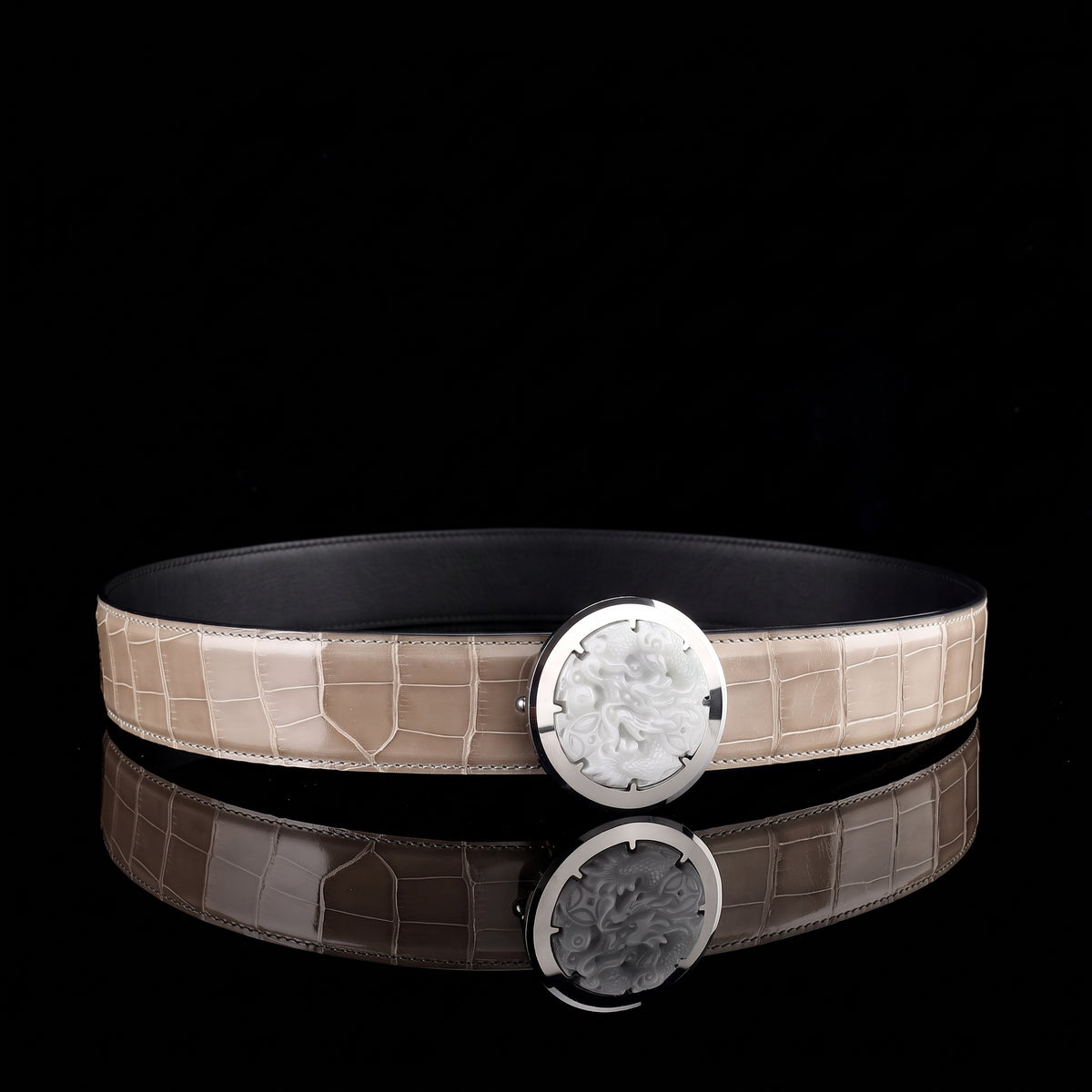 BELTLEY Glossy Alligator Belt For Men