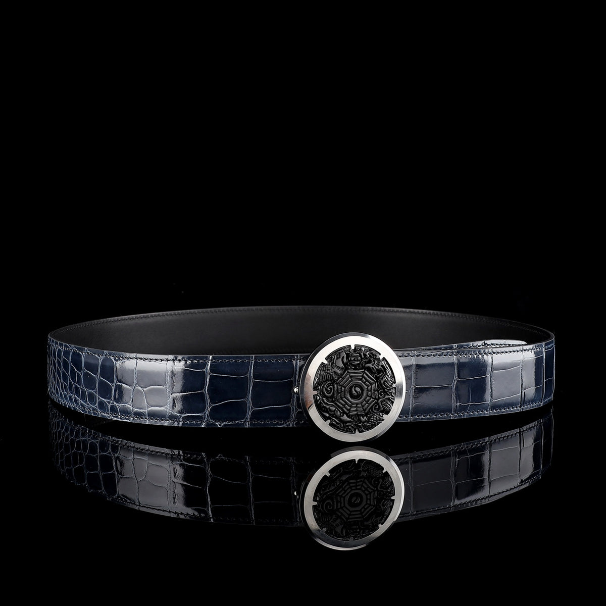 BELTLEY Glossy Alligator Belt WIth Unique Buckle