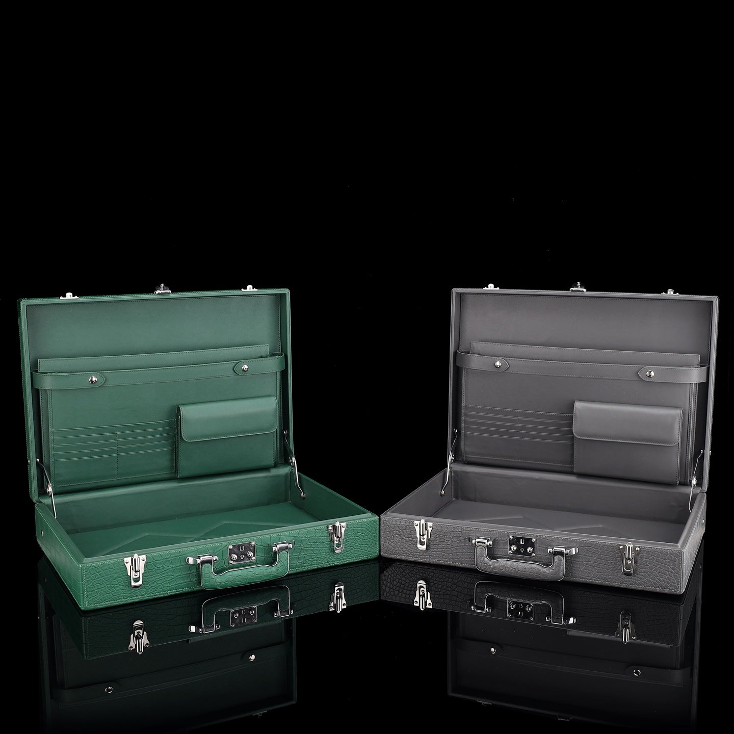 BELTLEY Green Nile Crocodile Briefcase – Structured Multi-Compartment & Versatile Carry Design