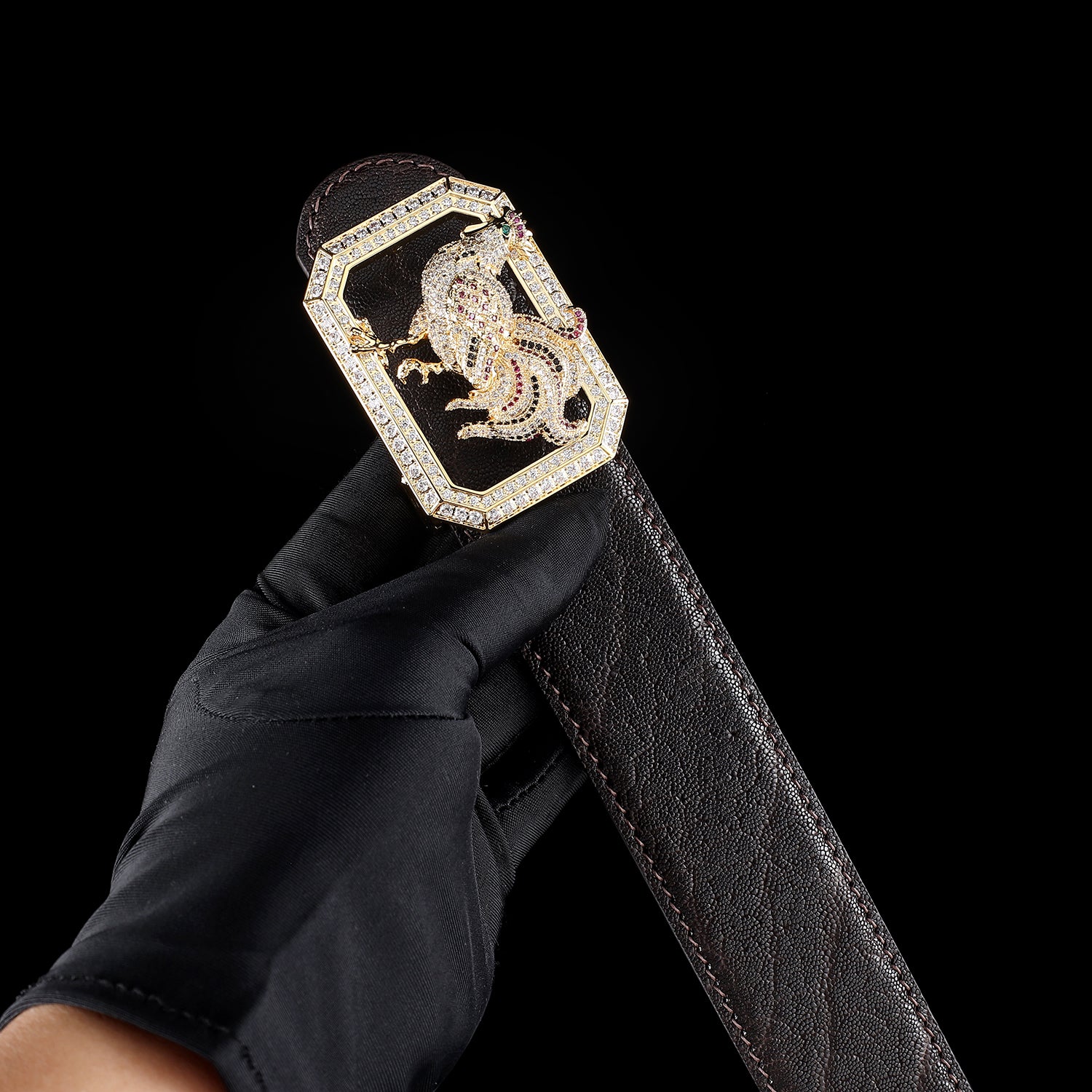 BELTLEY Handcrafted Espresso Brown Elephant Belt with Rooster Buckle