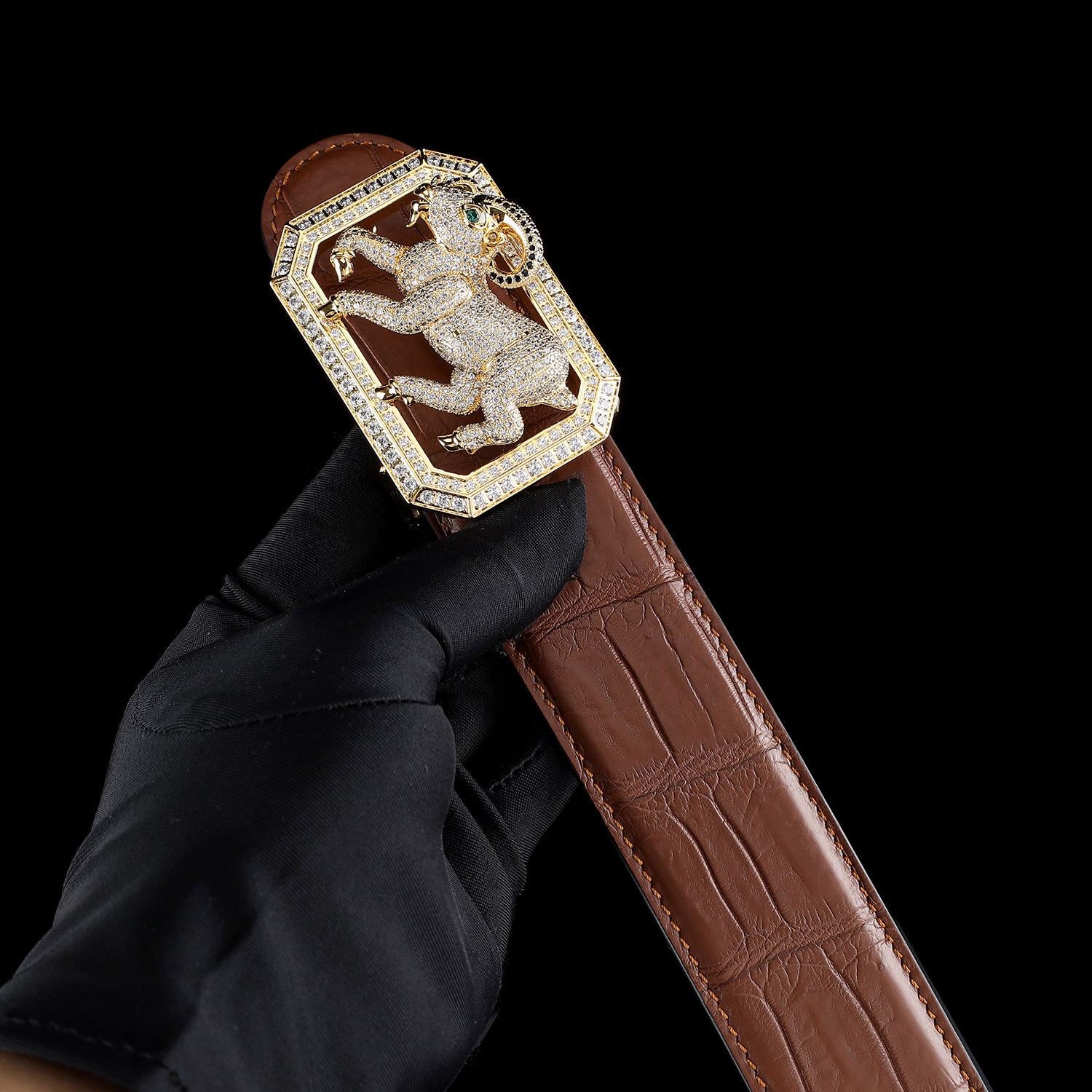 BELTLEY Handmade Chestnut Brown Crocodile Belt