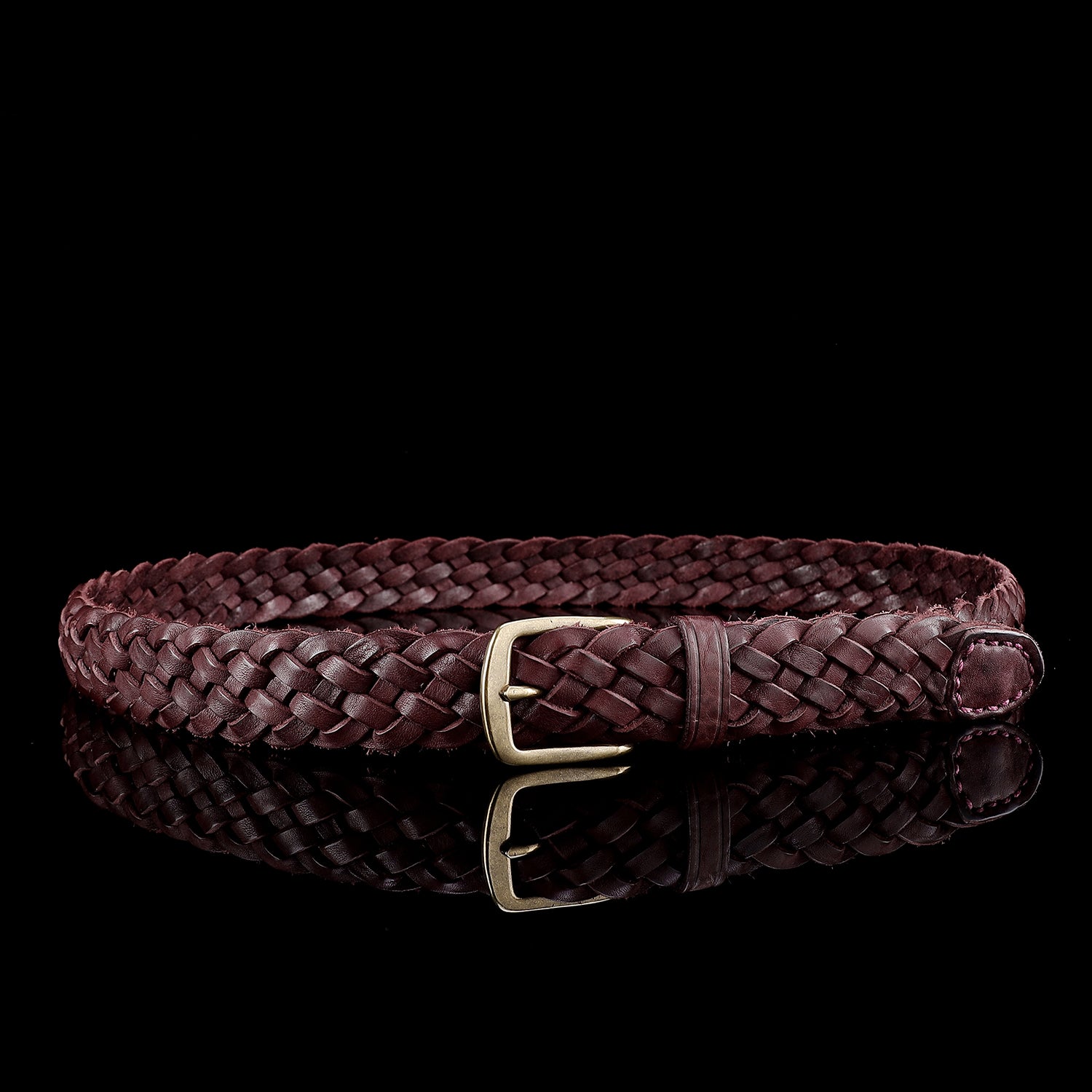 BELTLEY Handwoven Dark Purple Vintage Leather Belt for Women