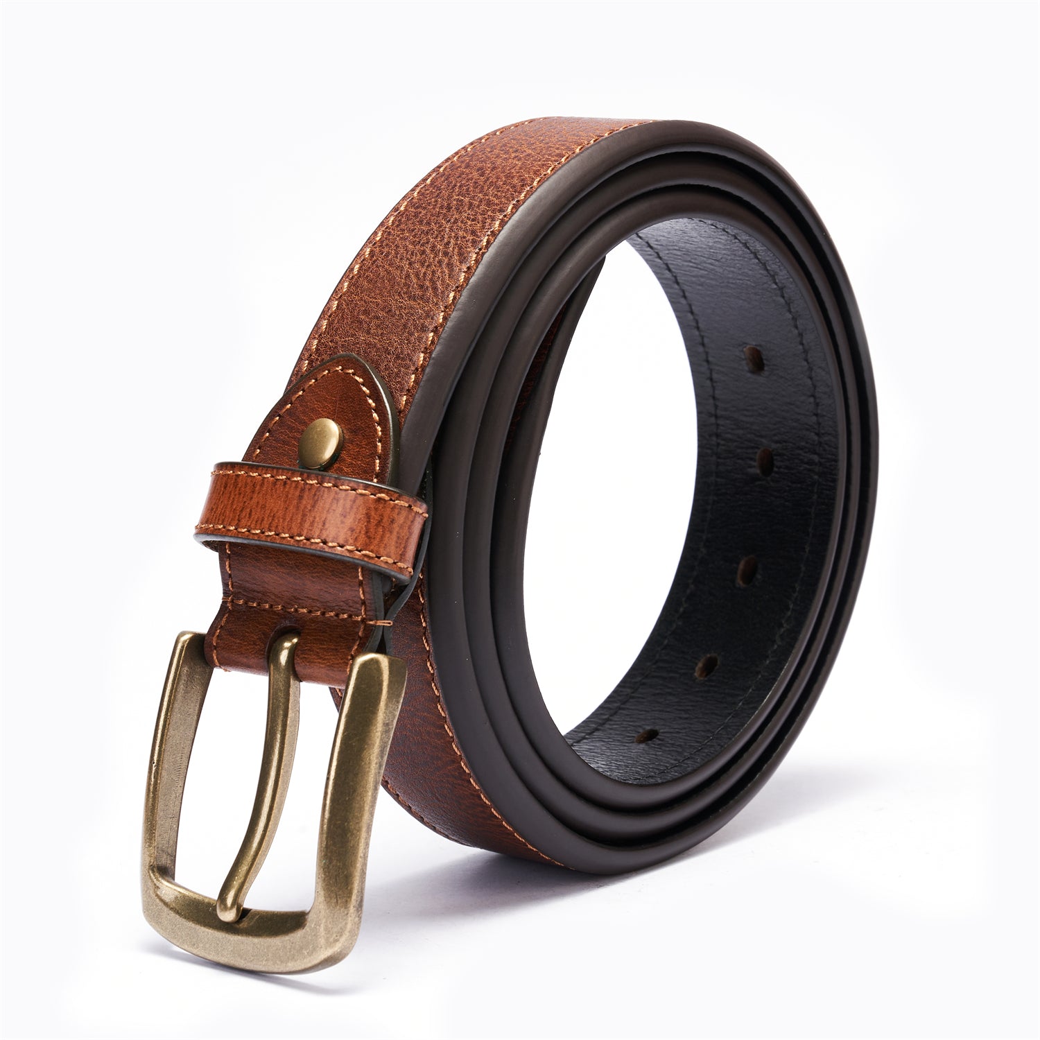 BELTLEY Heavy Duty 1.5 Belt - Double-Layer Full-Grain Leather in Saddle Brown