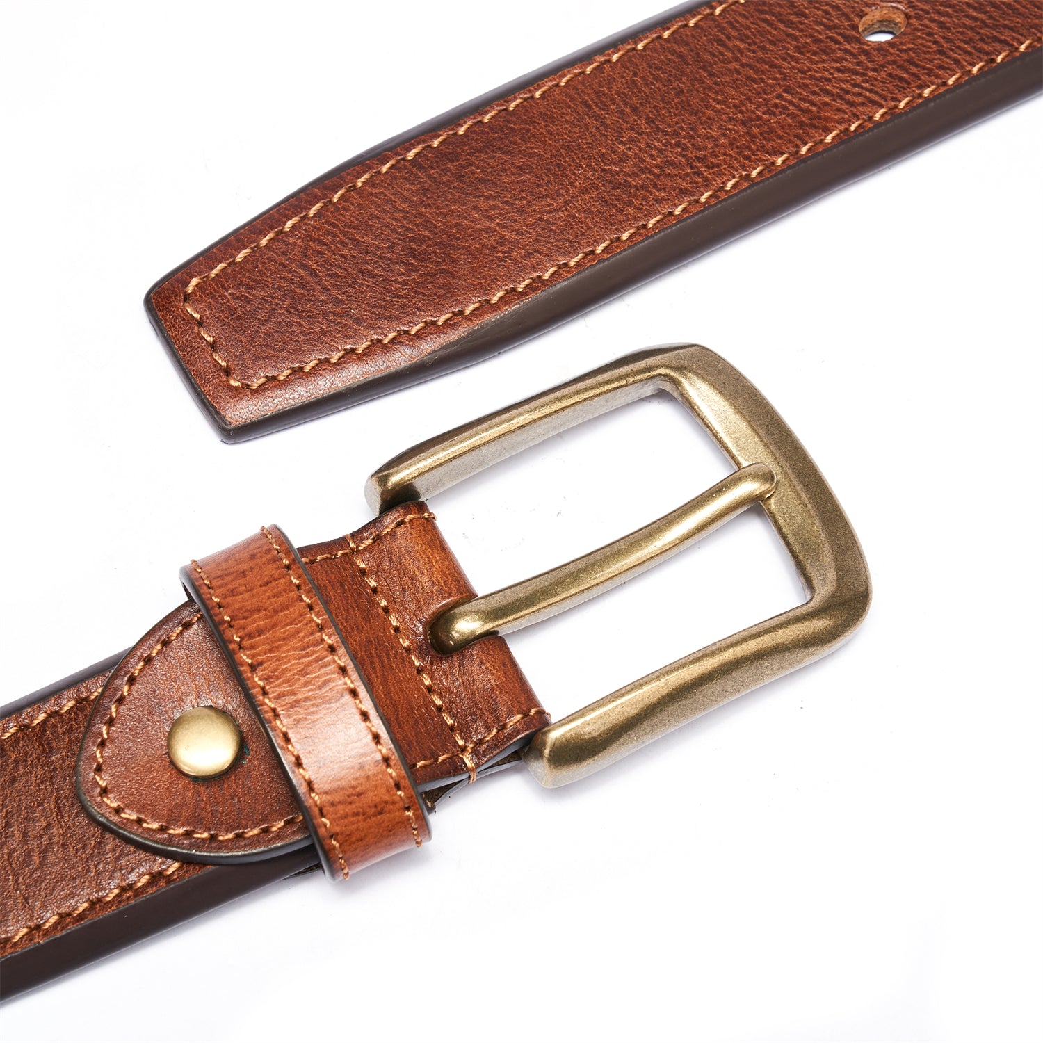 BELTLEY Heavy Duty 1.5 Belt - Double-Layer Full-Grain Leather in Saddle Brown