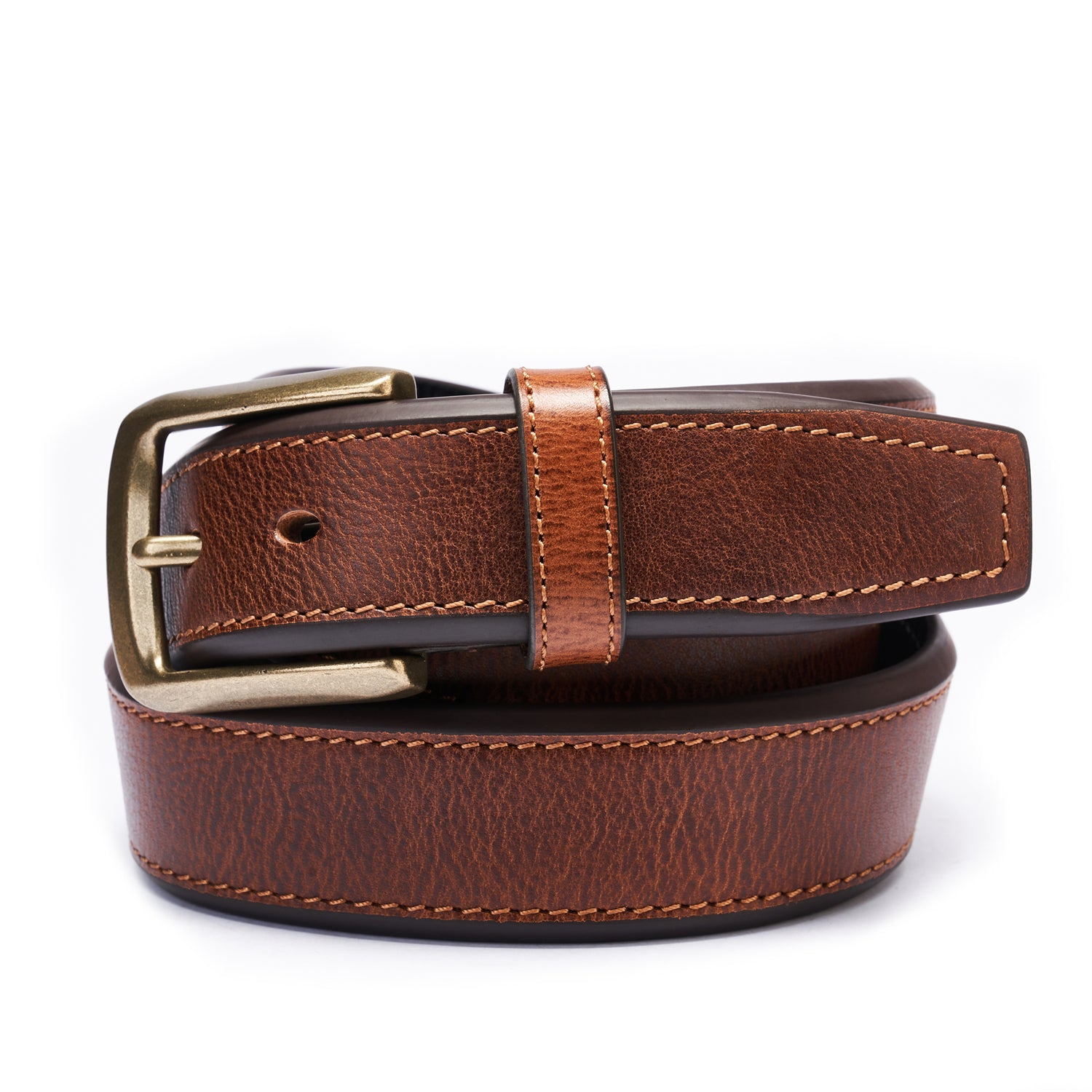BELTLEY Heavy Duty 1.5 Belt - Double-Layer Full-Grain Leather in Saddle Brown