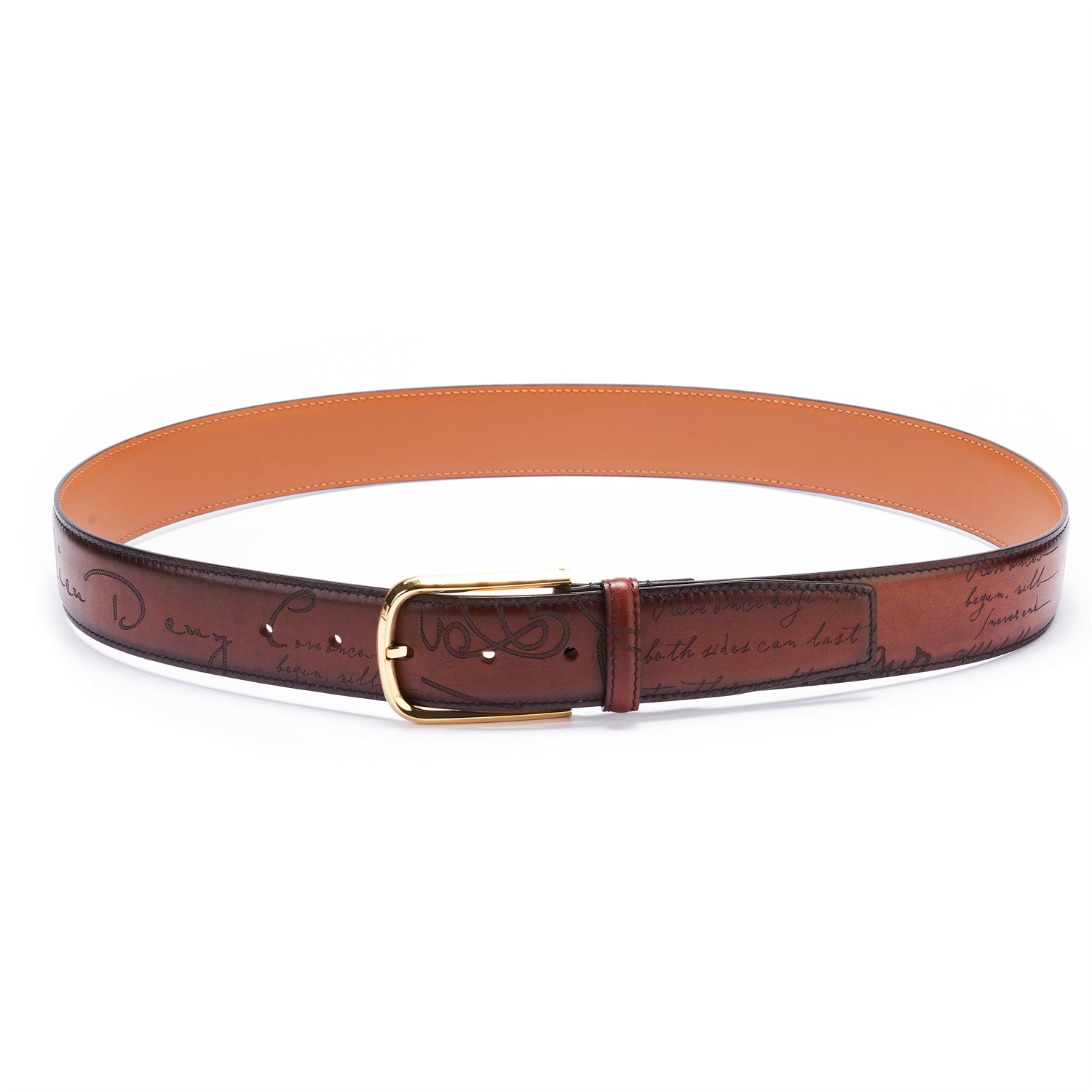 BELTLEY French Traditional Hand-Dyed Italian Full-Grain Leather Brown Belt 1.5"