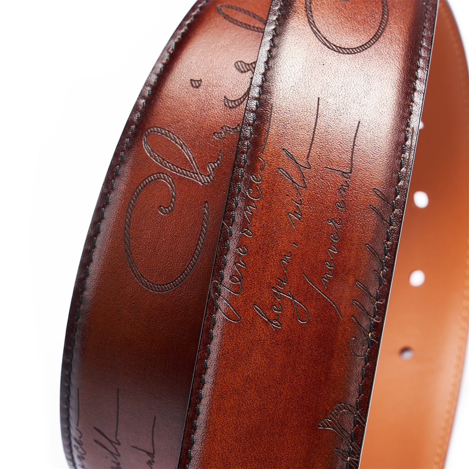 BELTLEY French Traditional Hand-Dyed Italian Full-Grain Leather Brown Belt 1.5"
