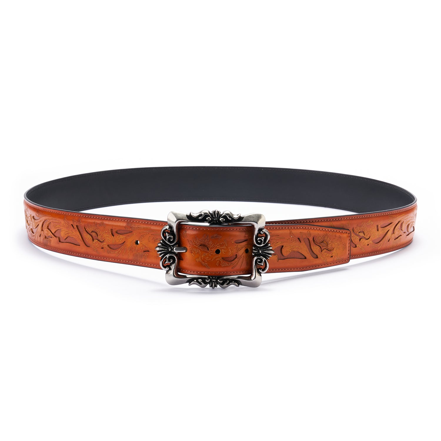 BELTLEY Karakusa Forged Orange Leather Belt -1.5" Heirloom Craft