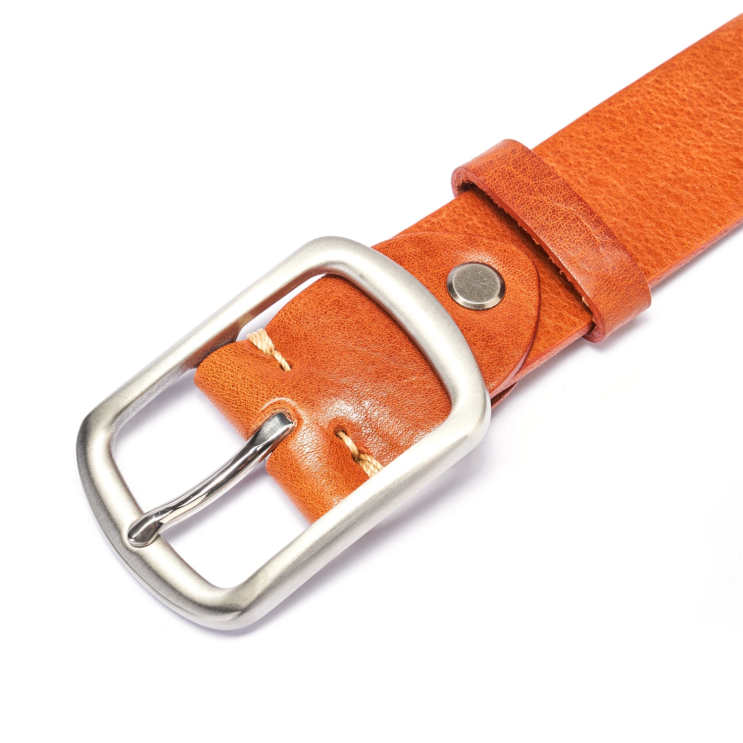 BELTLEY Khaki Everyday Leather Belt 1.5” - Full Grain SS Buckle