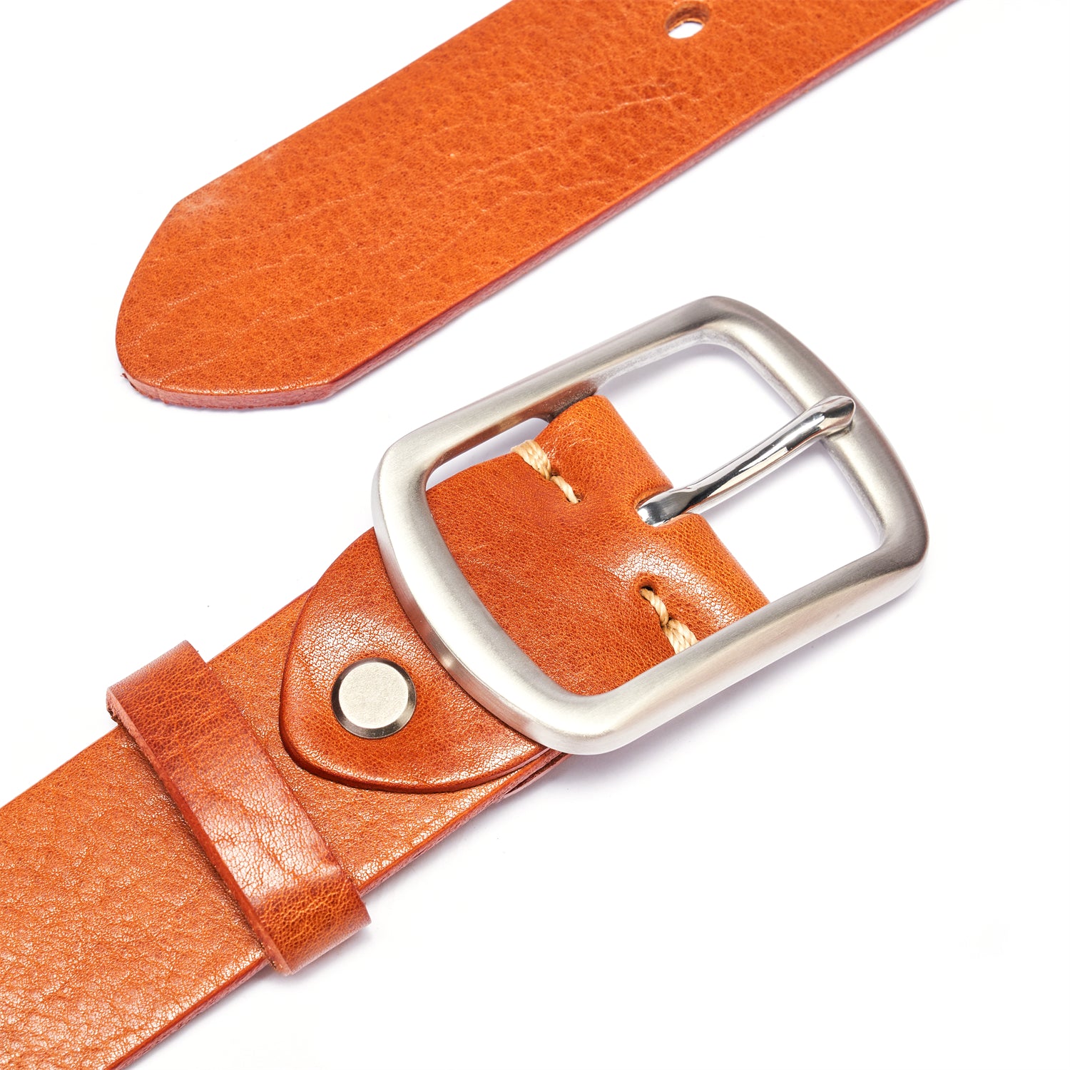 BELTLEY Khaki Everyday Leather Belt 1.5” - Full Grain SS Buckle