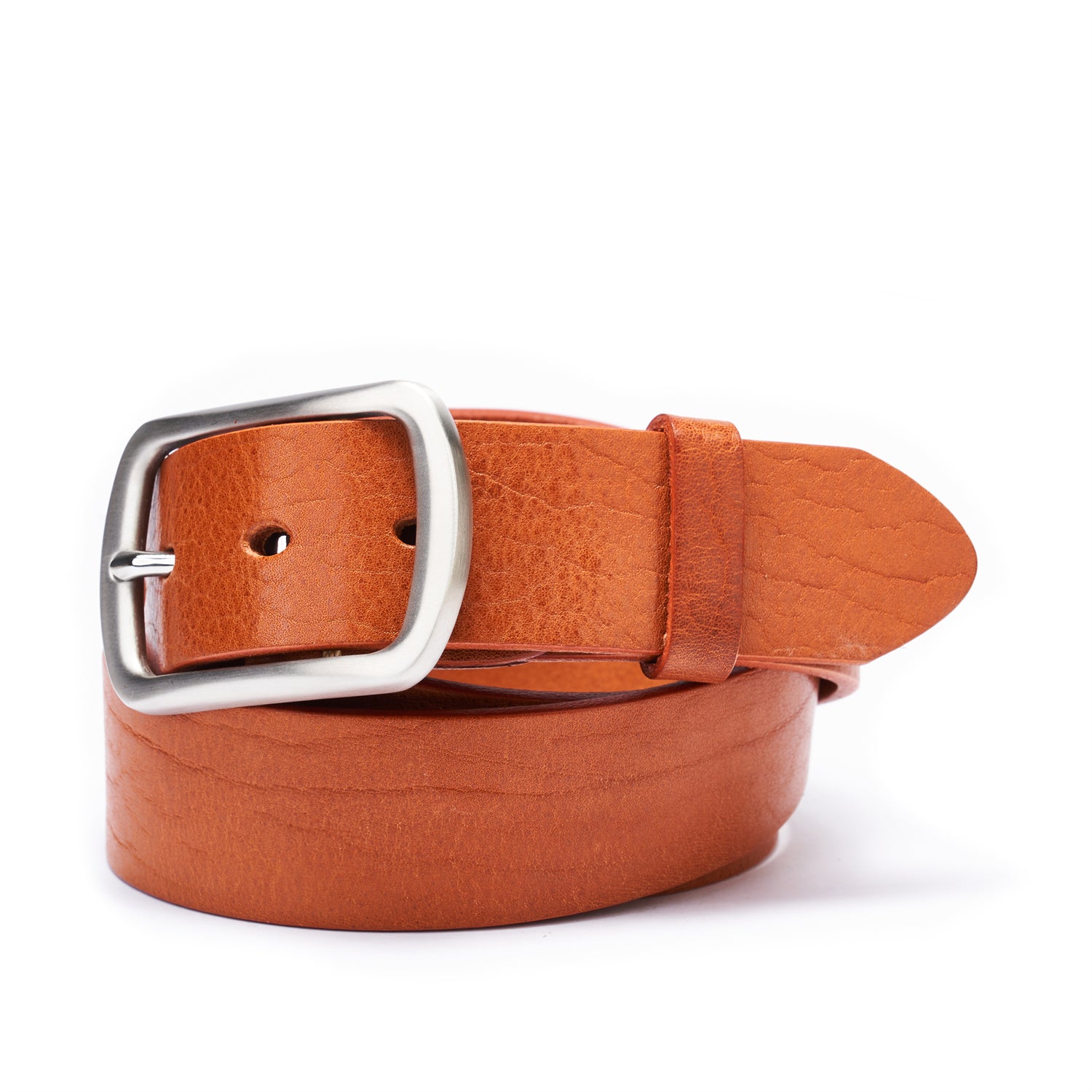 BELTLEY Khaki Everyday Leather Belt 1.5” - Full Grain SS Buckle