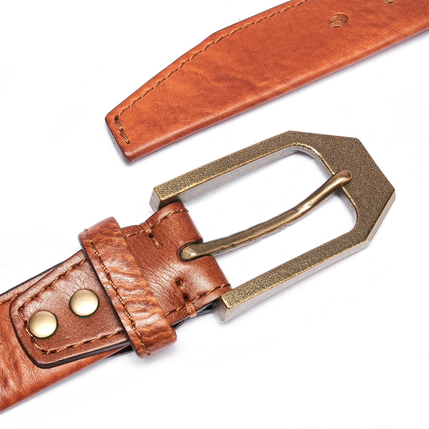 BELTLEY Brown Heritage Belt 1.5" Super Heavy Duty -Antique Brass Buckle