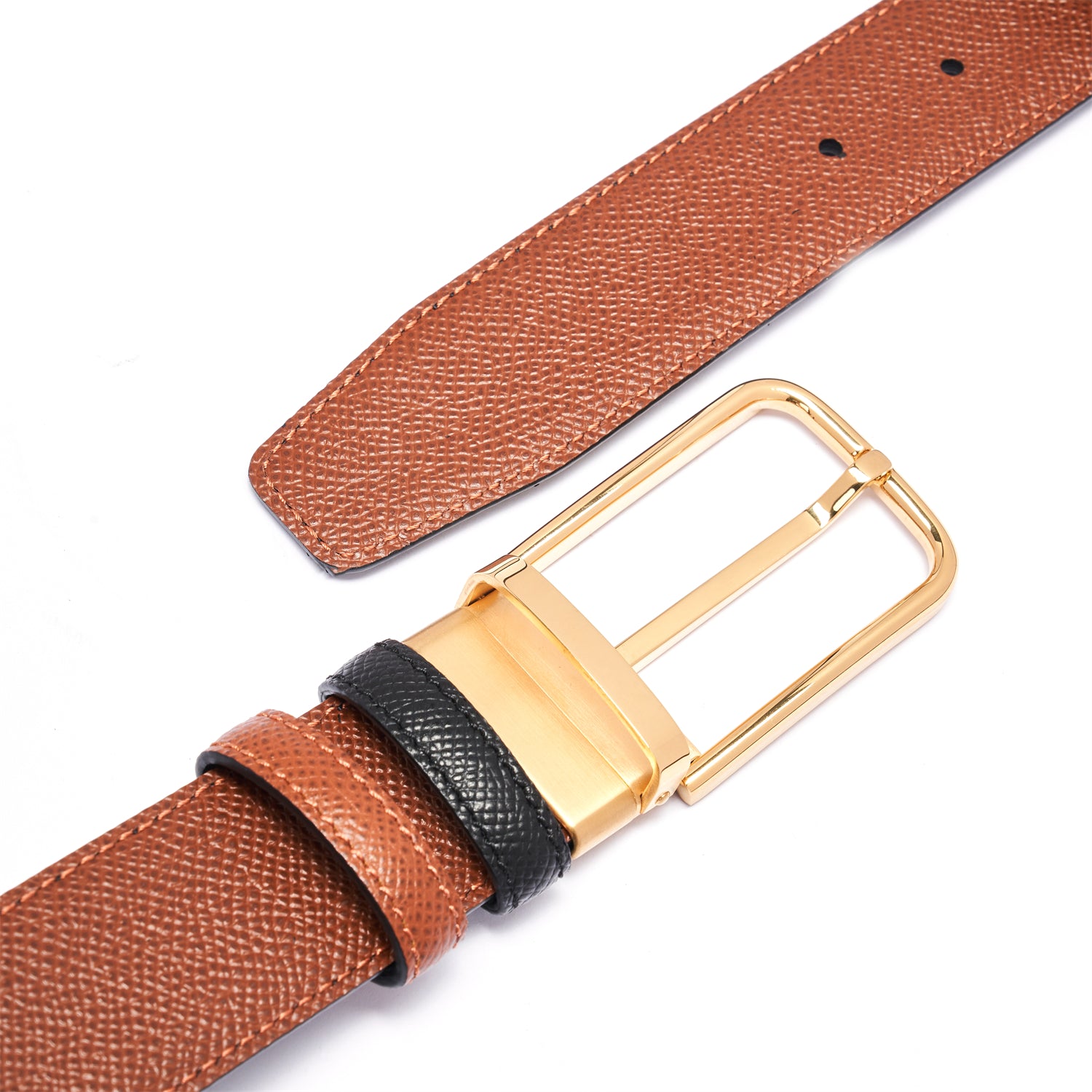 BELTLEY Light Luxury Reversible Brown/Black Belt 1.38" Width