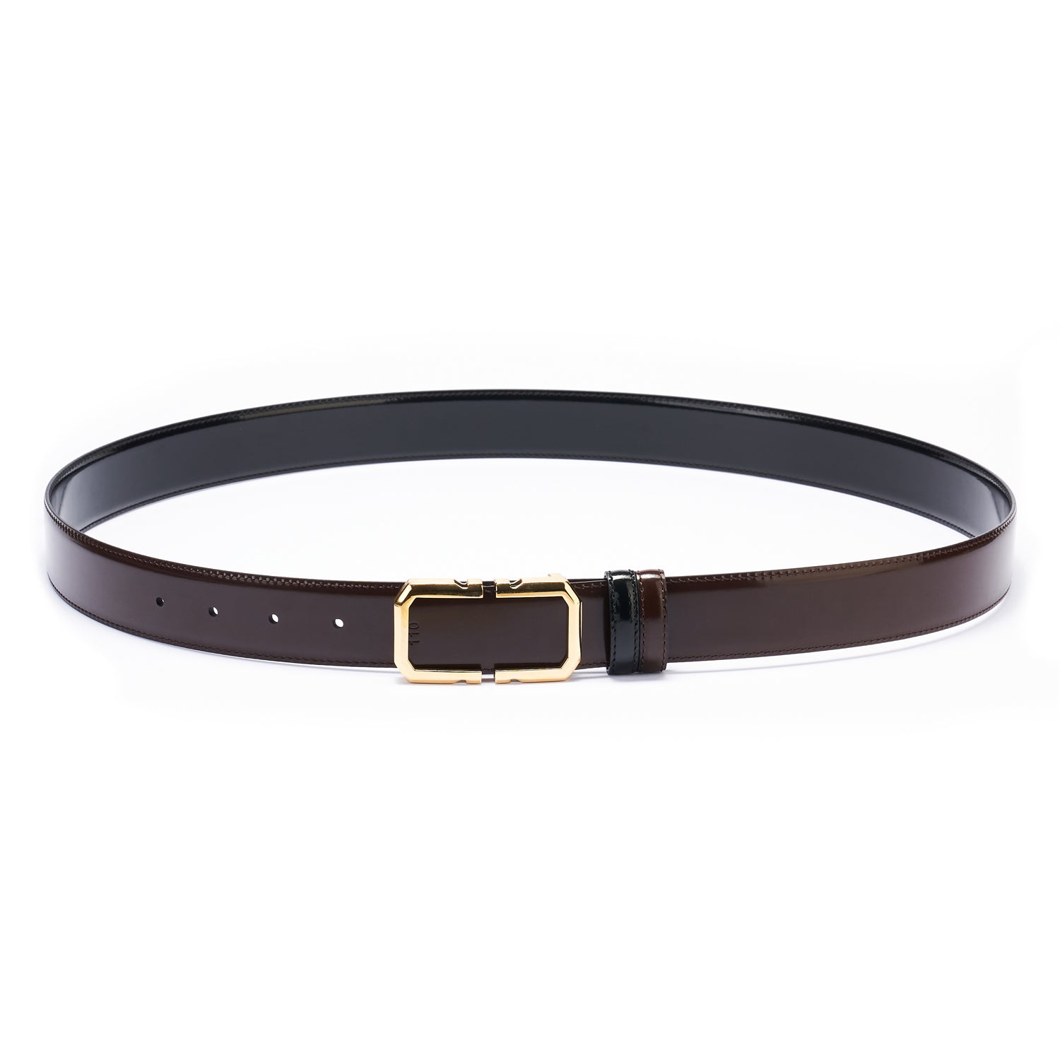 BELTLEY Luminous Espresso Leather Belt With Plate Buckle - 1.38" Width