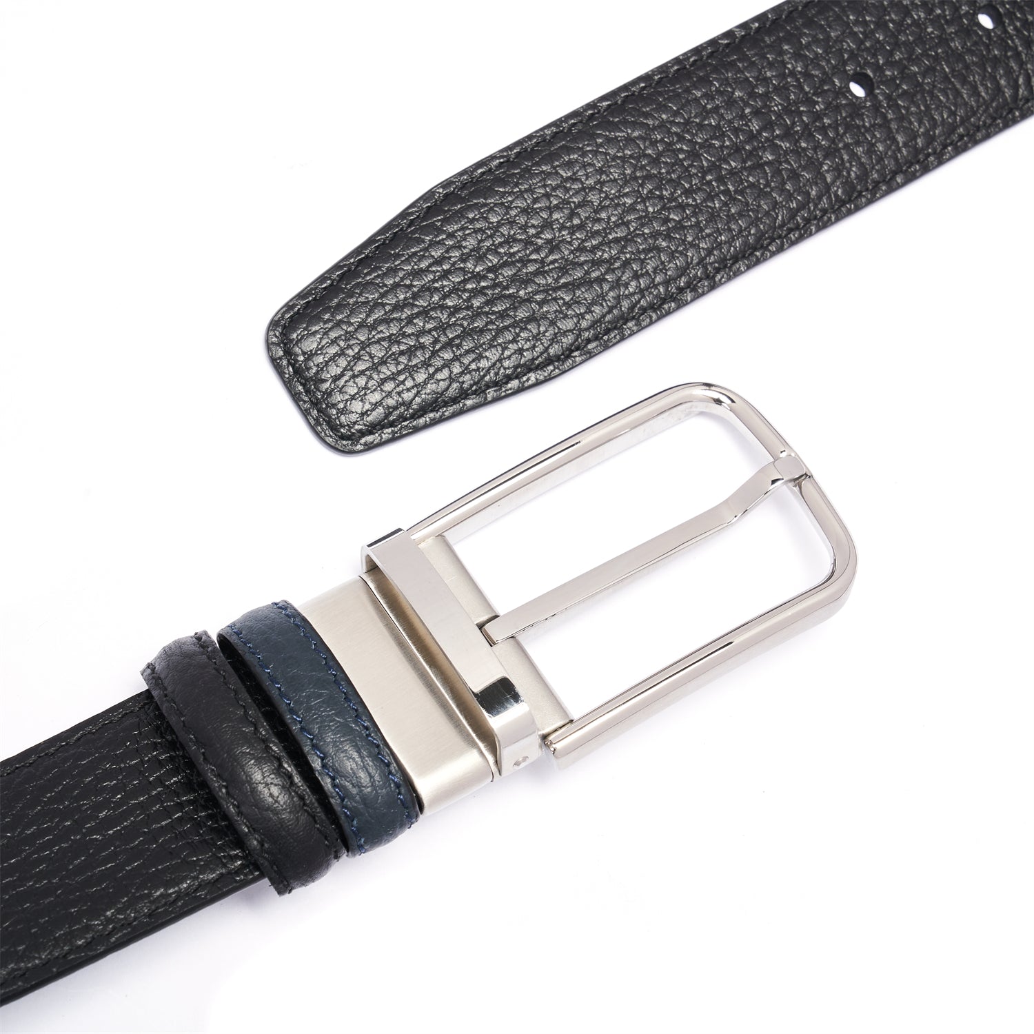 BELTLEY LuxeAffair Reversible Black/Navy Blue Belt 1.38" Width