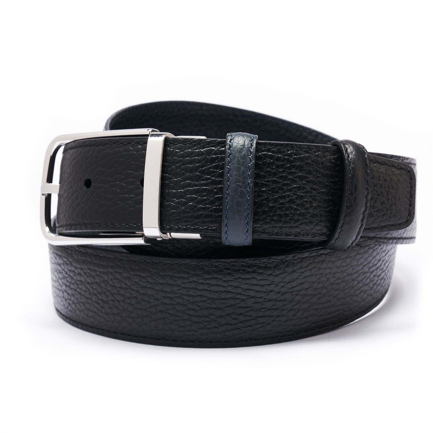 BELTLEY LuxeAffair Reversible Black/Navy Blue Belt 1.38" Width