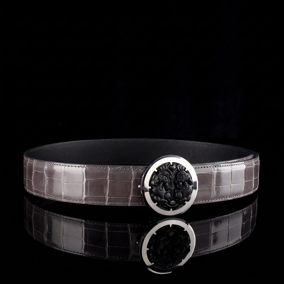 BELTLEY Luxury Alligator Belt WIth Unique Pixiu Buckle