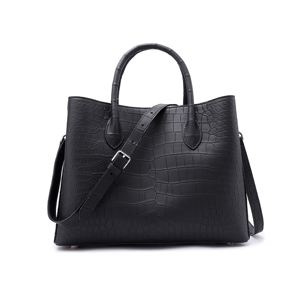 BELTLEY Luxury Women's Black Matte Nile Crocodile Bag