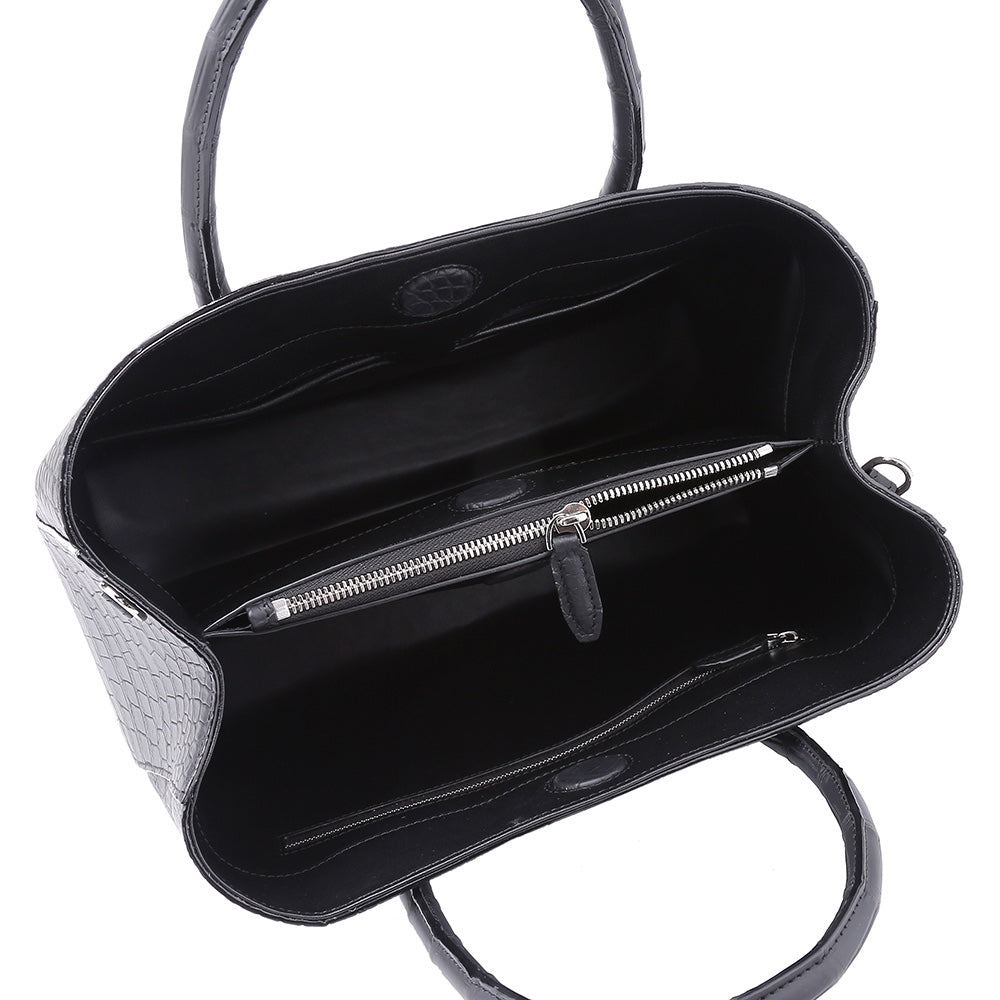 BELTLEY Luxury Women's Black Matte Nile Crocodile Bag