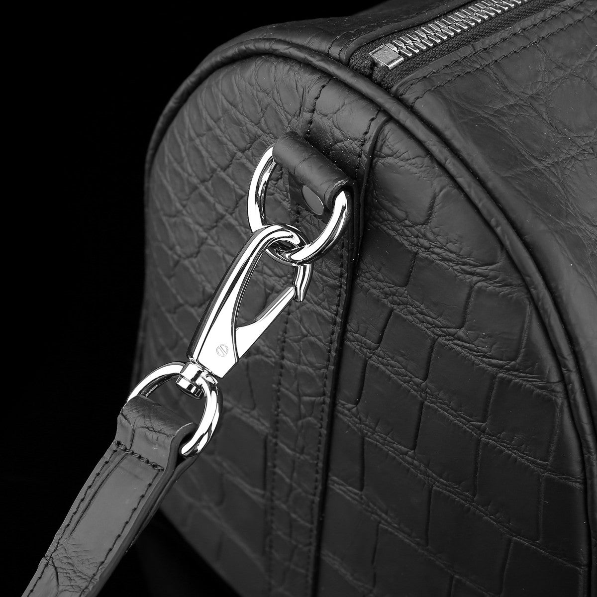 BELTLEY Matte Black Matte Nile Crocodile Travel Bag-The Voyager EDITION