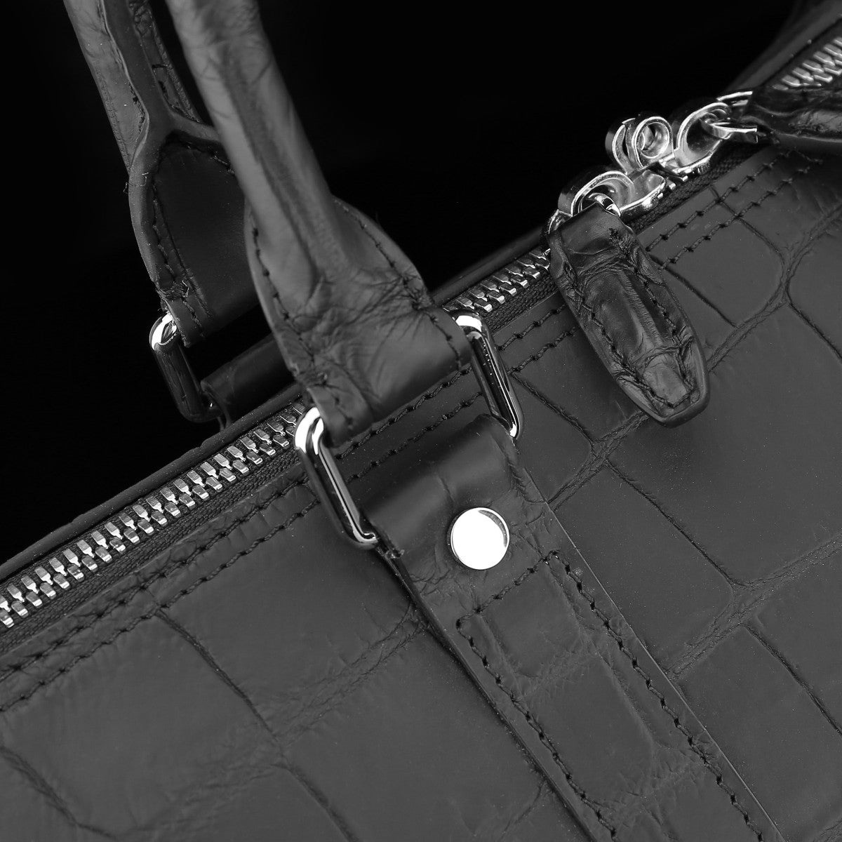 BELTLEY Matte Black Matte Nile Crocodile Travel Bag-The Voyager EDITION