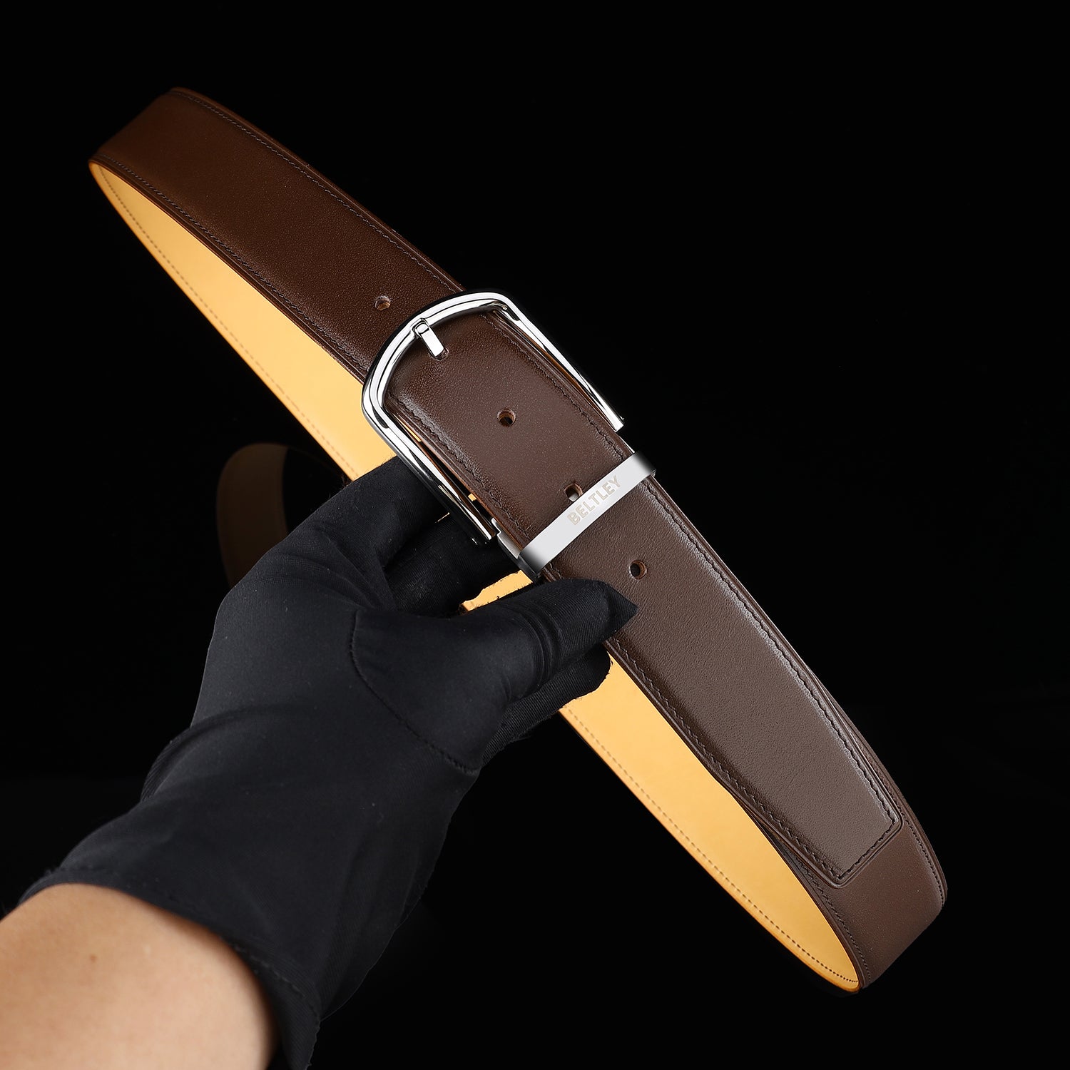 BELTLEY Men’s Calfskin Dress Belt – Business Casual Belt