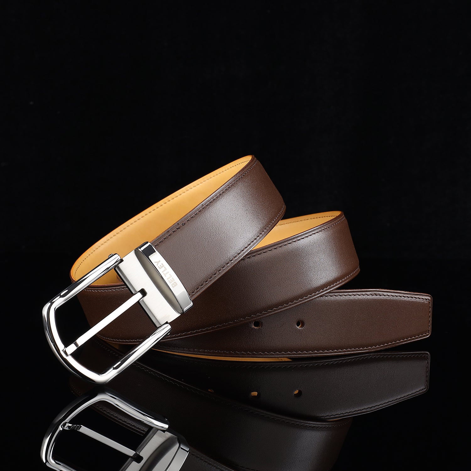 BELTLEY Men’s Calfskin Dress Belt – Business Casual Belt