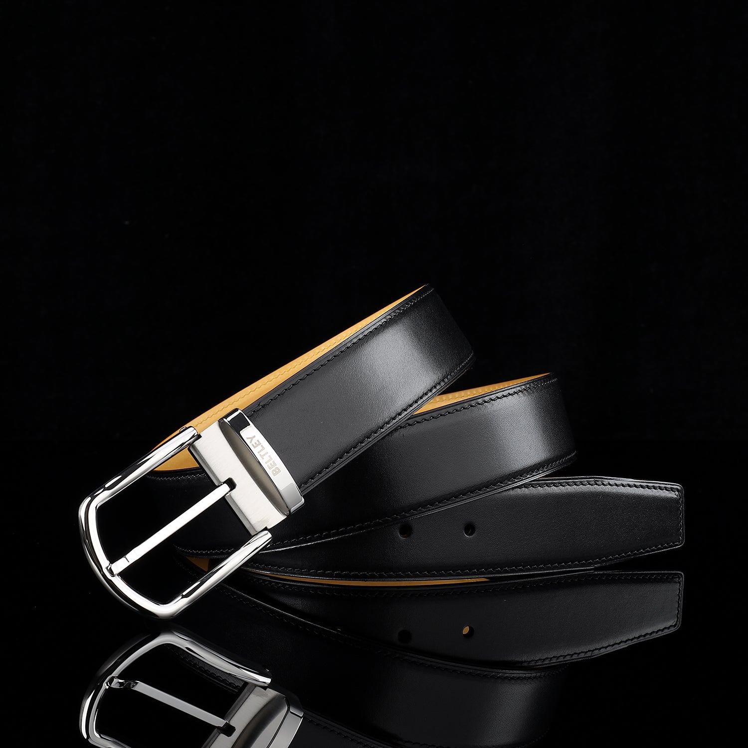 BELTLEY Men’s Calfskin Dress Belt – Business Casual Belt