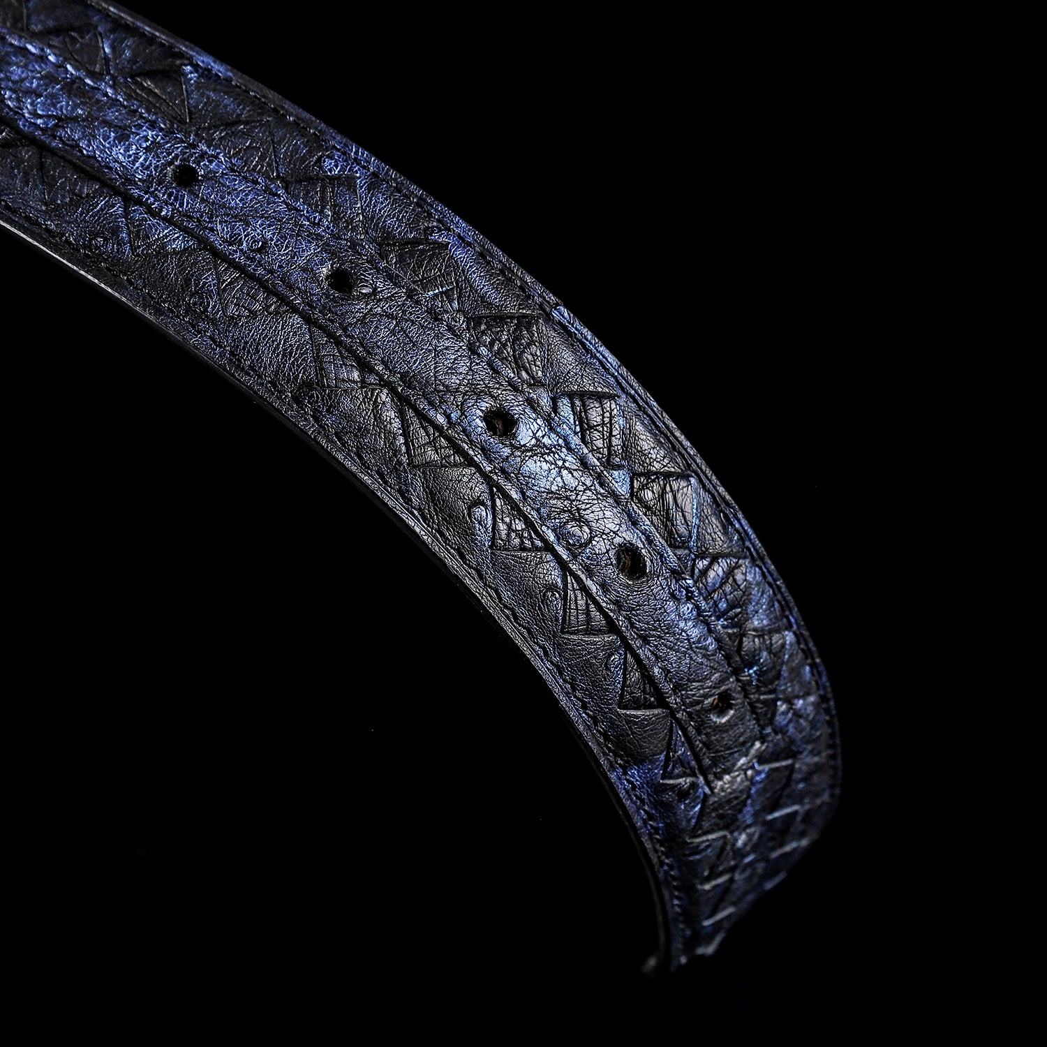 Men’s Handwoven Ostrich Leather Belt With G Buckle — additional view 13 | BELTLEY