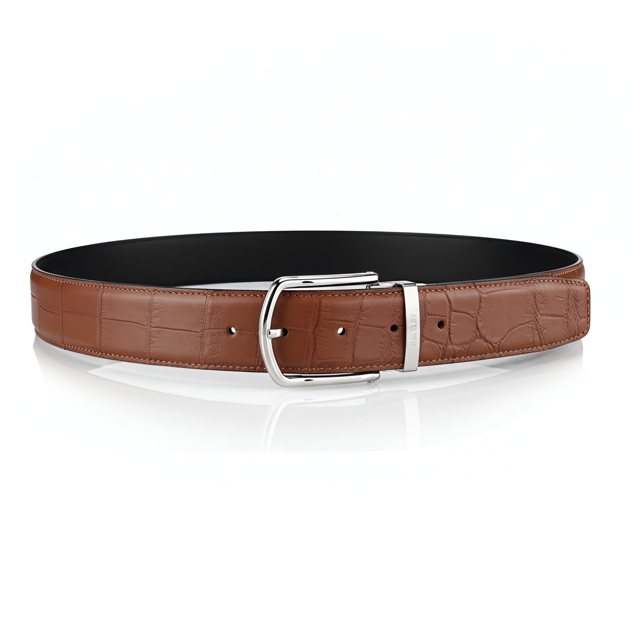 Men's Matte Cognac Tan Real Crocodile Leather Belt — additional view 18 | BELTLEY