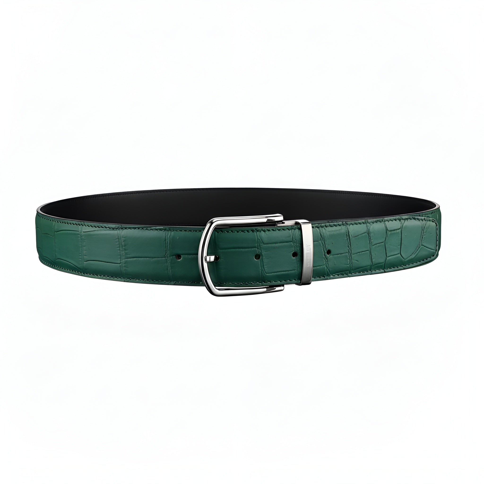 BELTLEY Men's Matte Emerald Green Genuine Crocodile Skin Belt
