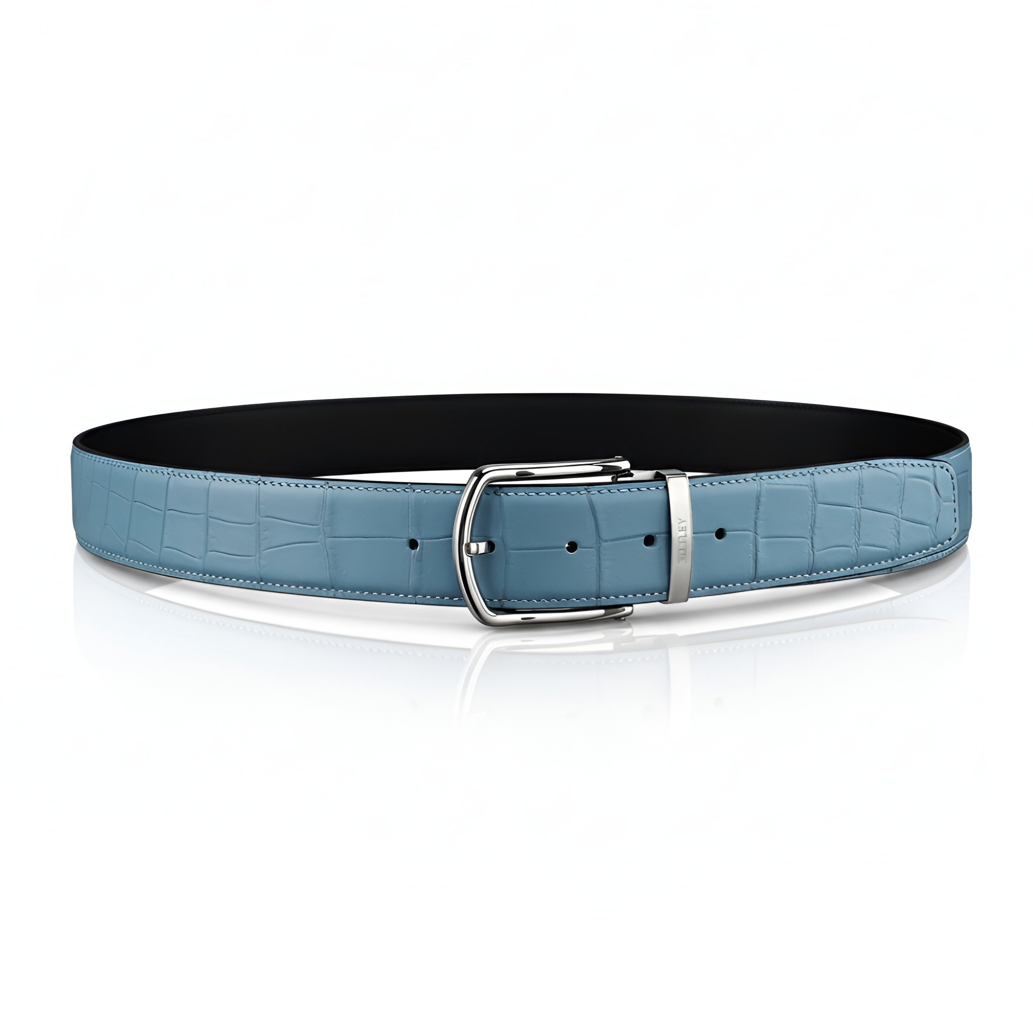 BELTLEY Men's Matte Tiffany Blue Genuine Nile Crocodile Belt | 1.5"