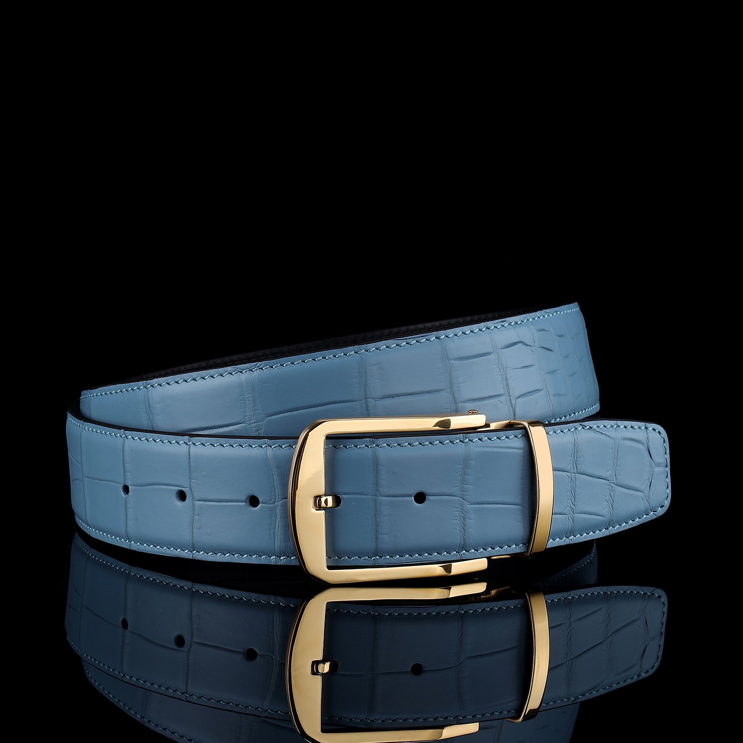 BELTLEY Men's Matte Tiffany Blue Genuine Nile Crocodile Belt | 1.5"