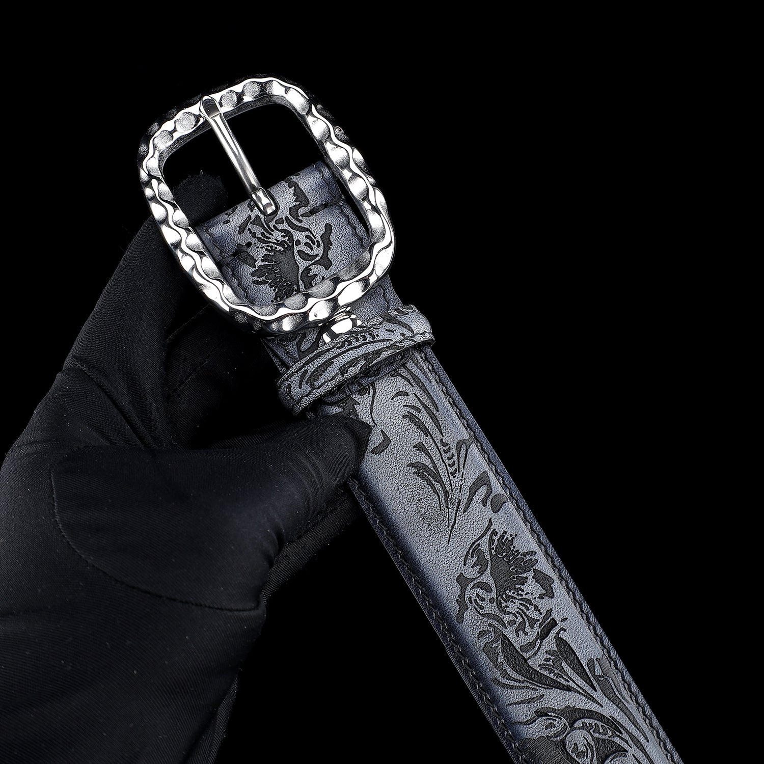 BELTLEY Men’s Unique Flower Leather Belt For Men