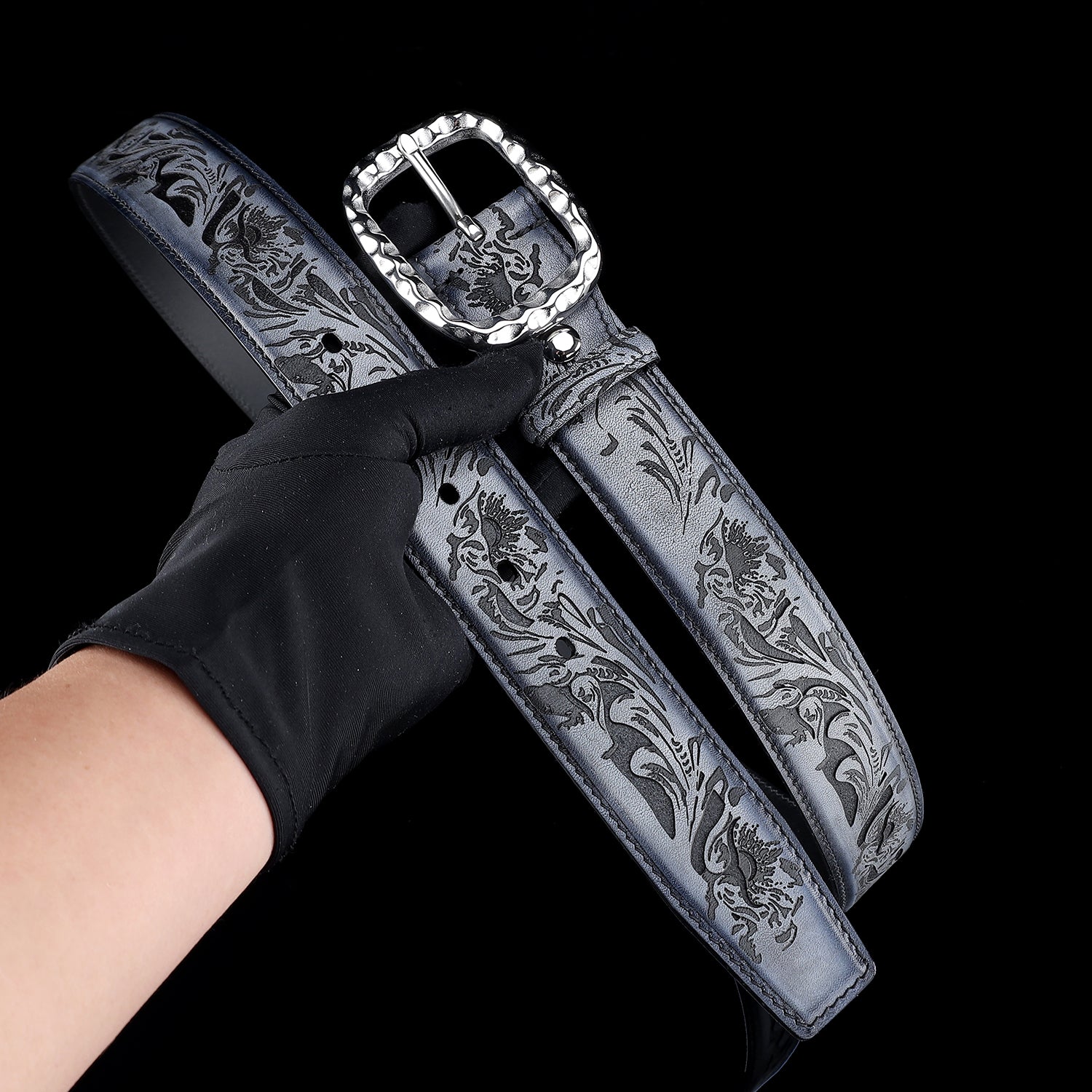 BELTLEY Men’s Unique Flower Leather Belt For Men