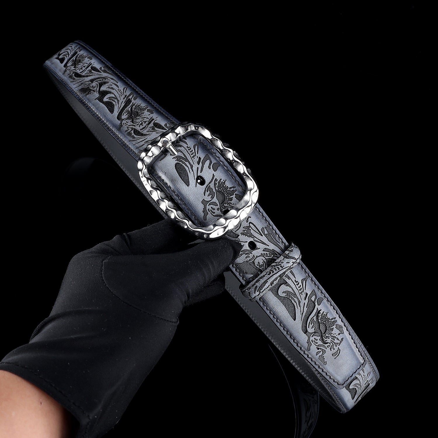 BELTLEY Men’s Unique Flower Leather Belt For Men