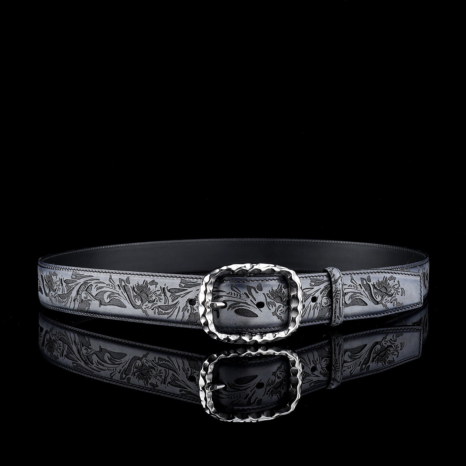 BELTLEY Men’s Unique Flower Leather Belt For Men