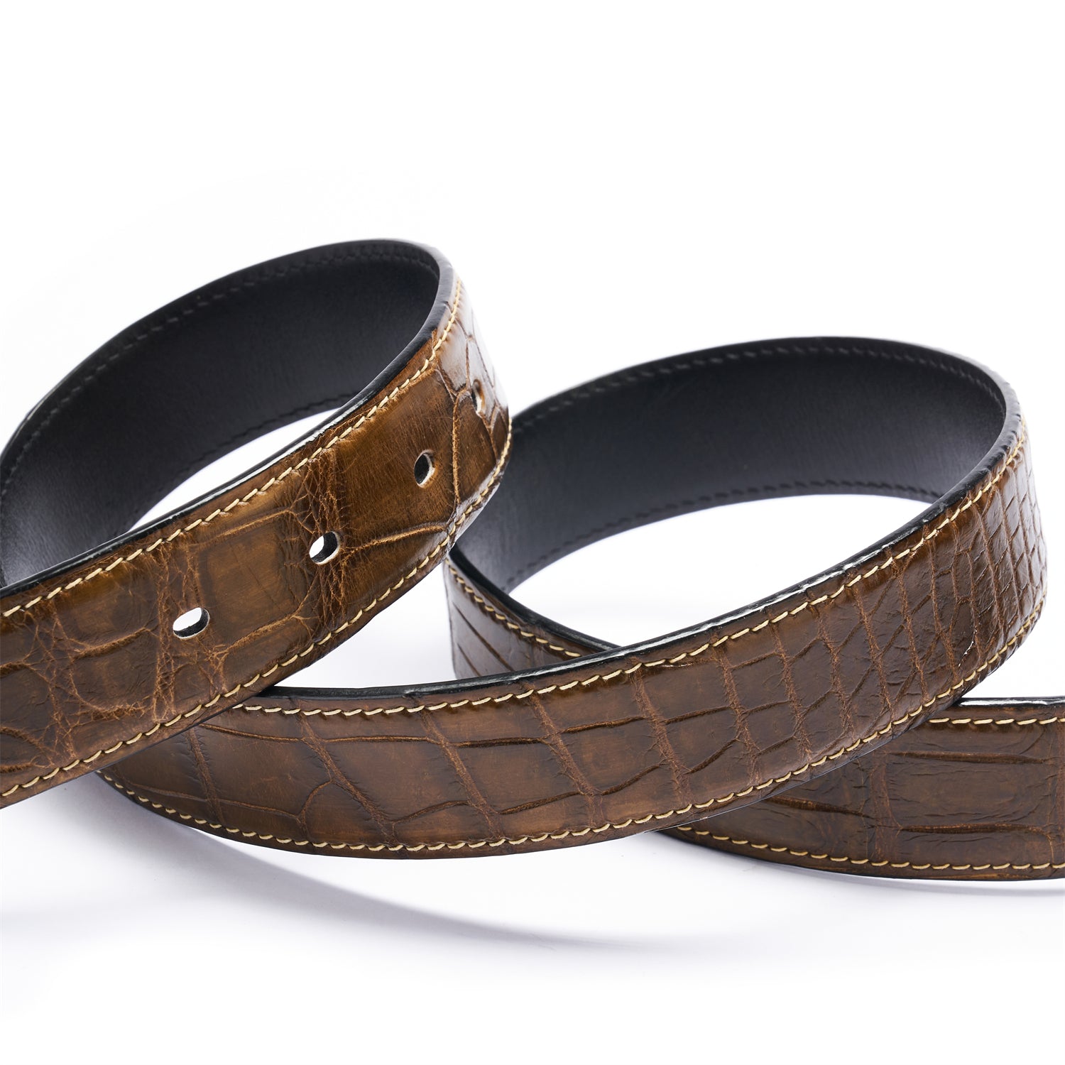 BELTLEY Olive Green Alligator Belt – Hand-Dyed, 1.38" Width