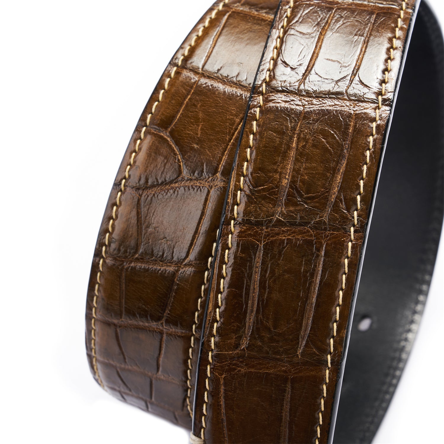 BELTLEY Olive Green Alligator Belt – Hand-Dyed, 1.38" Width